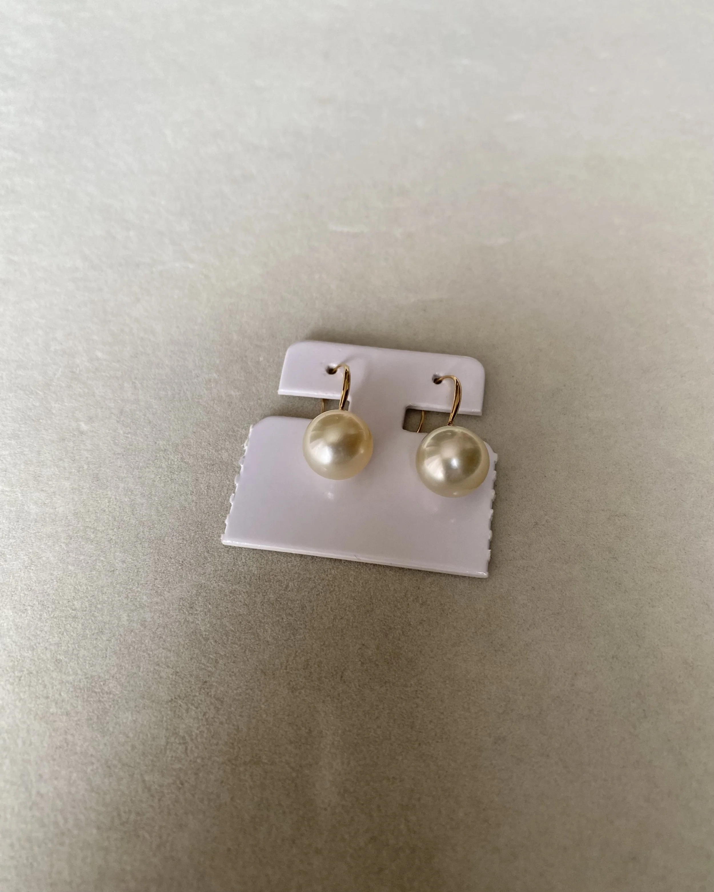 Lemon-Gold South Sea Pearl Hook Earrings 10.5mm, Flawless 6A Quality, Thick Solid 18K Gold Fittings Starlit Pearls