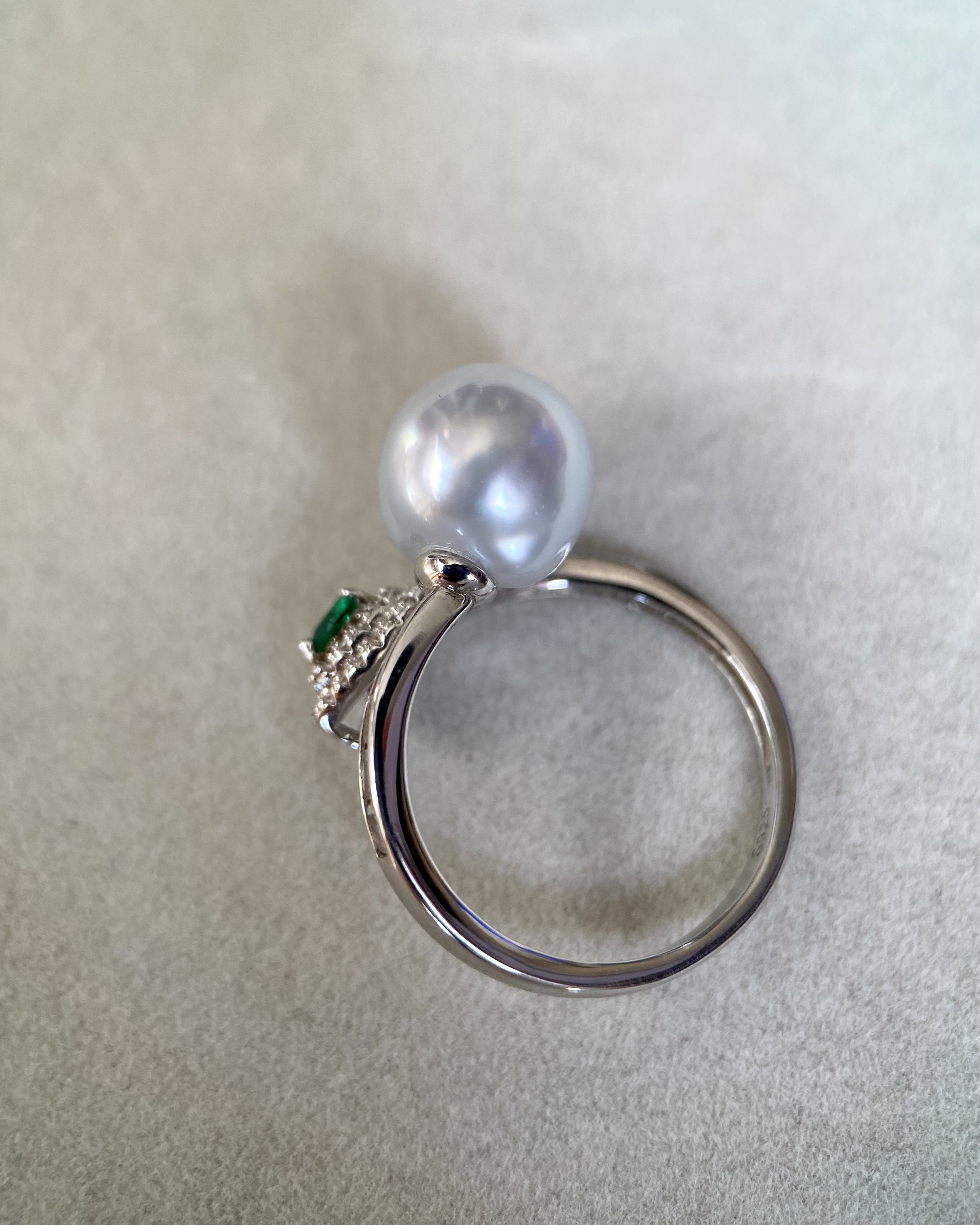 Rare 10.5mm Australian Silver South Sea Baroque Pearl Ring, "Blue Blood" Series, Guardian Serpent-Inspired Open Design in S925, Adjustable Starlit Pearls