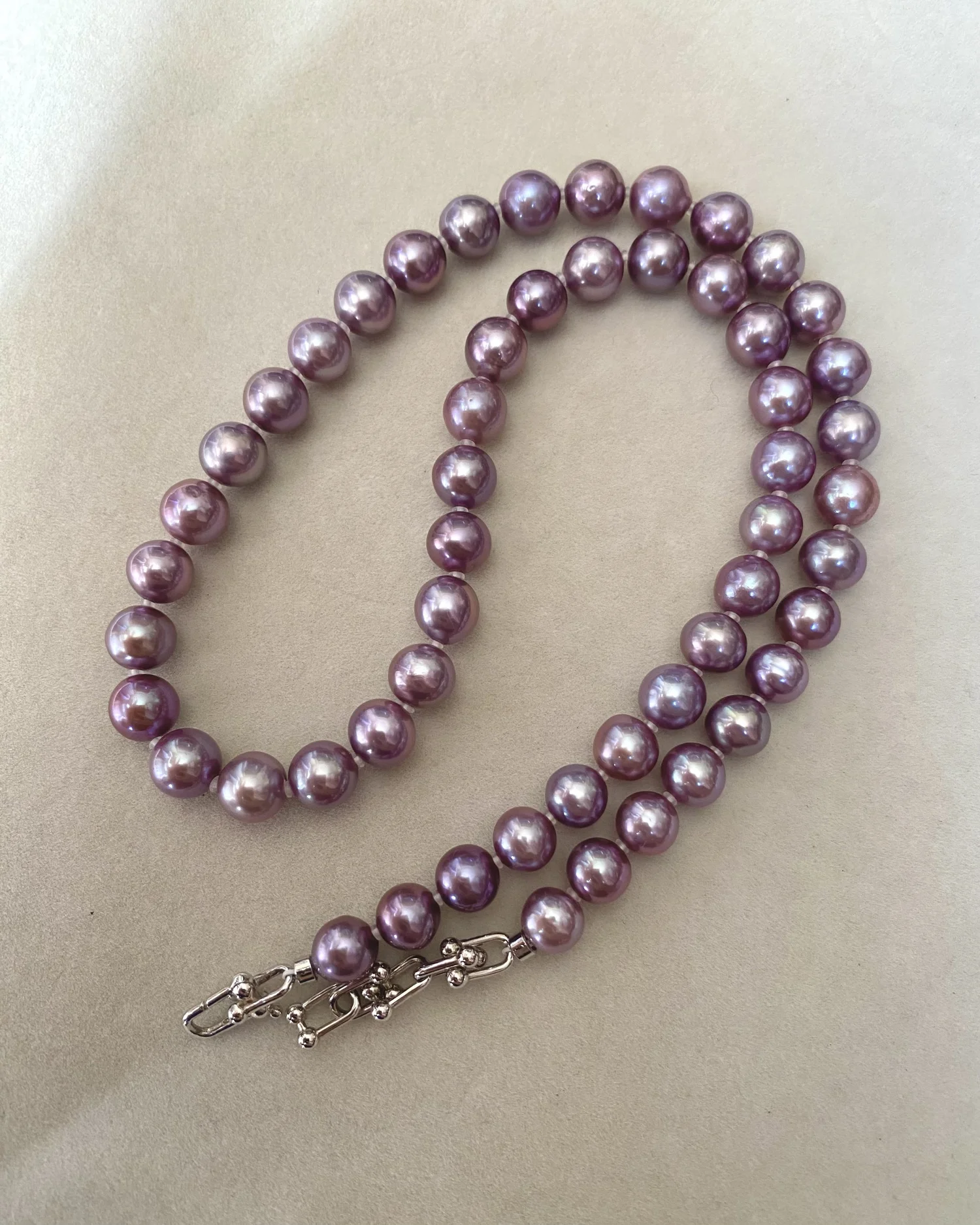 Rare French Violet 7–8mm Freshwater Pearl Necklace, Natural Untreated Colour – Radiant Lustre, Durable Adjustable S925 Silver U-Shaped Clasp Starlit Pearls
