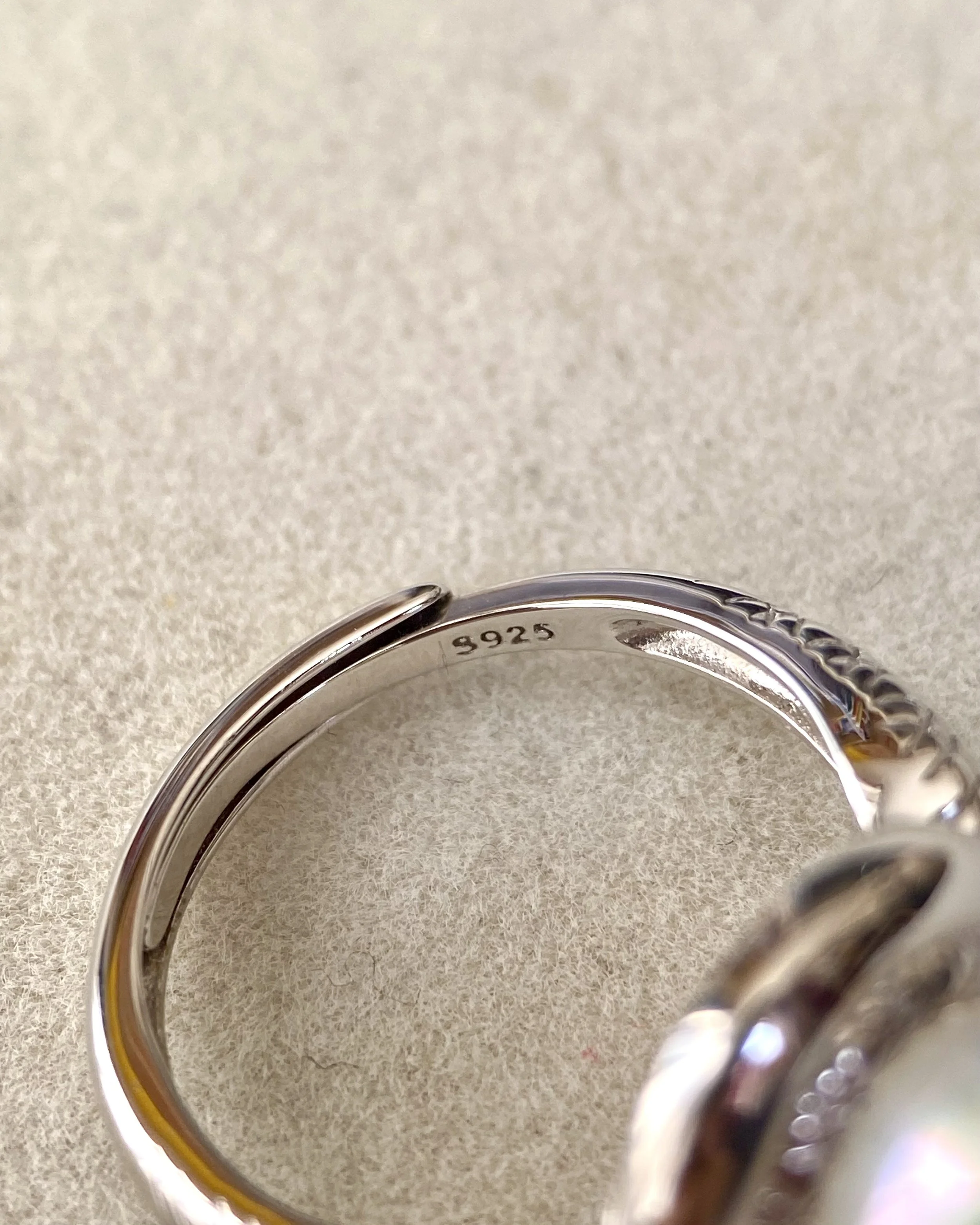 9.5mm Oversized Japanese Akoya Pearl Ring, Snowy White,Iridescent Overtones, High Lustre, Sculptural Wrap-Style S925 Band, Show Piece Starlit Pearls