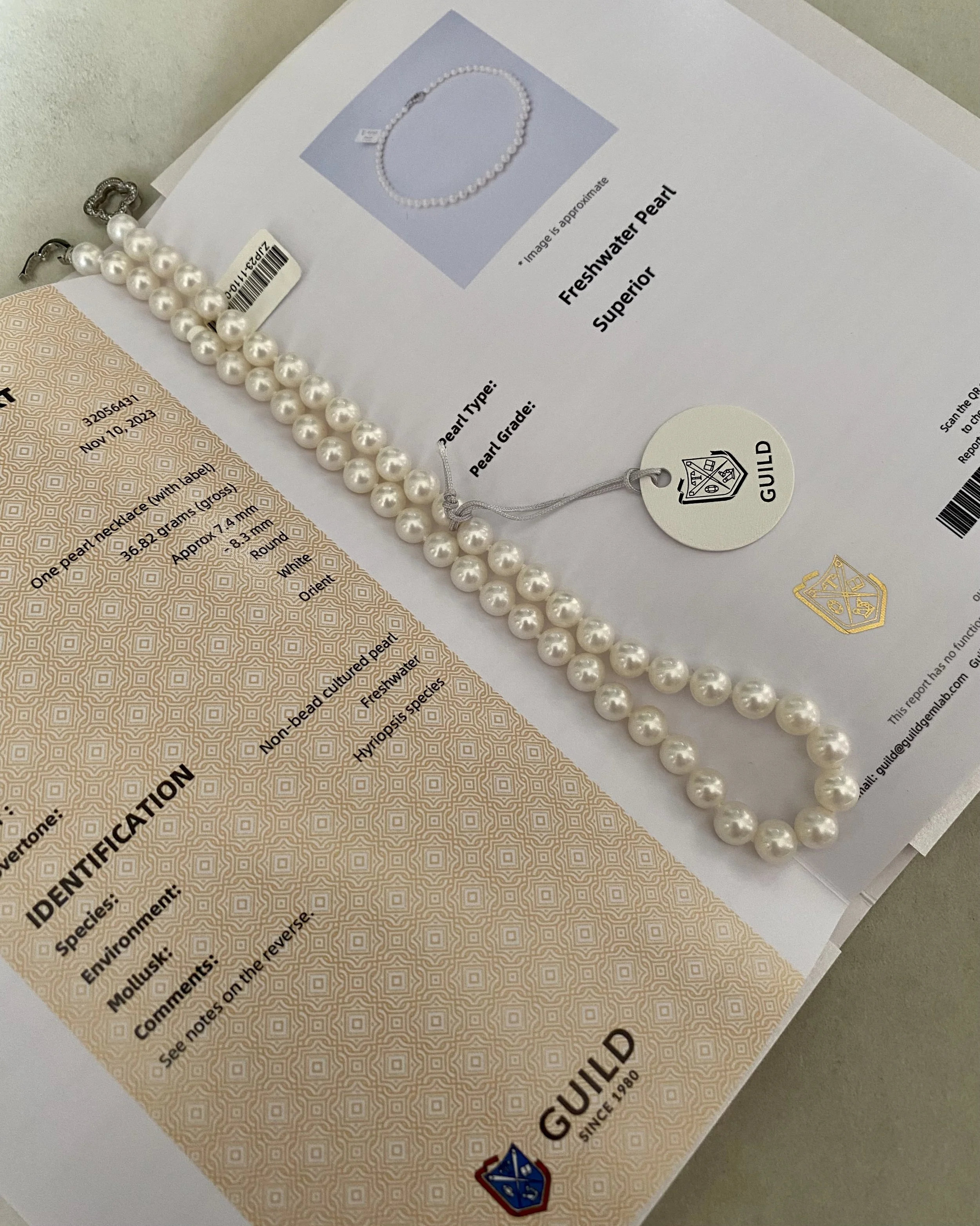 Guild Certified Superior Snow White Nucleus-Free Freshwater Pearl Necklace 8mm, Satin Lustre, S925 Silver Convertible Floral Clasp Starlit Pearls