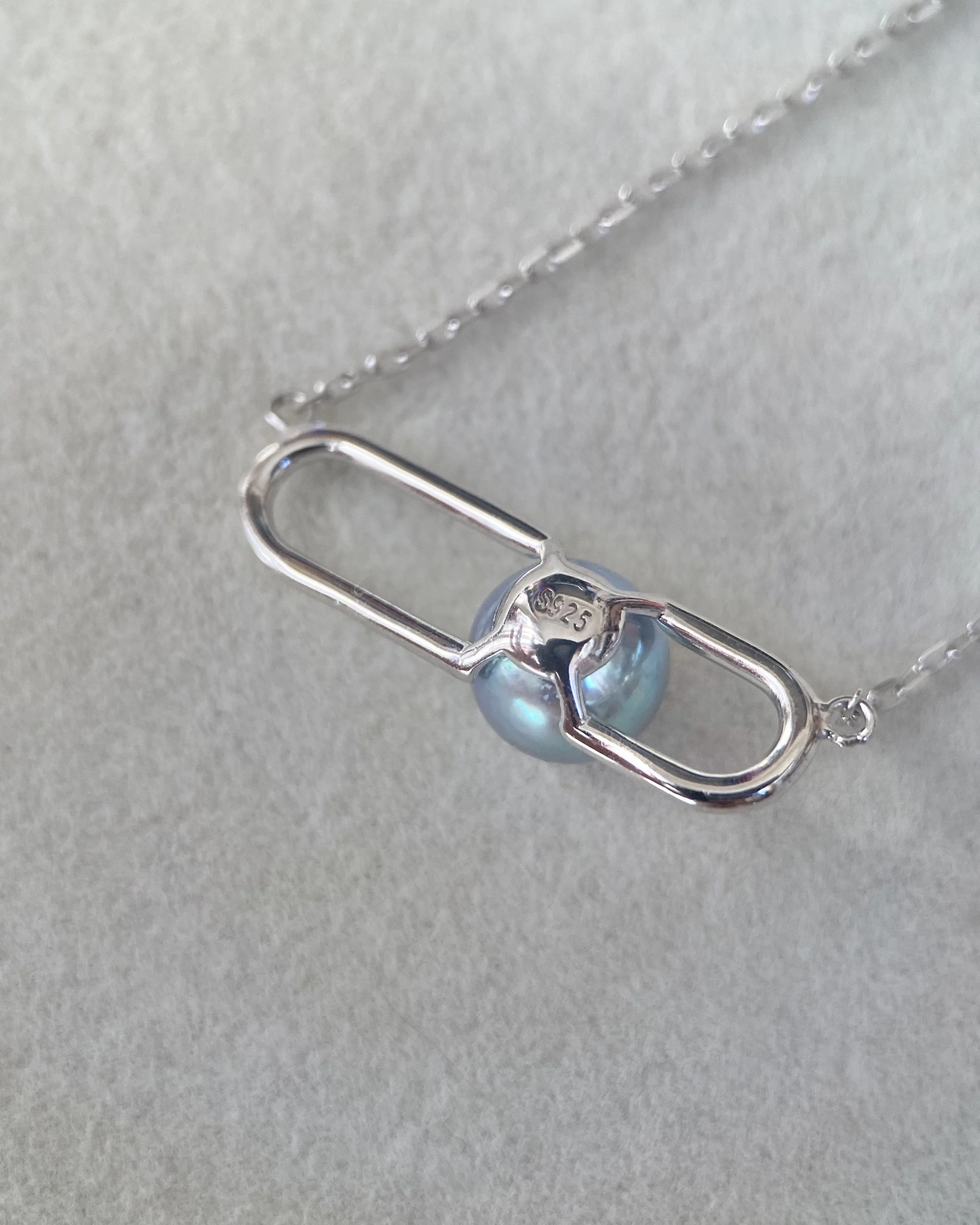 Rare Peacock Lagoon Blue-Green Japanese Madama Akoya Pearl Necklace 7.3mm , Iridescent Overtones, S925 Loop Pendant, Show Piece starlit Pearls