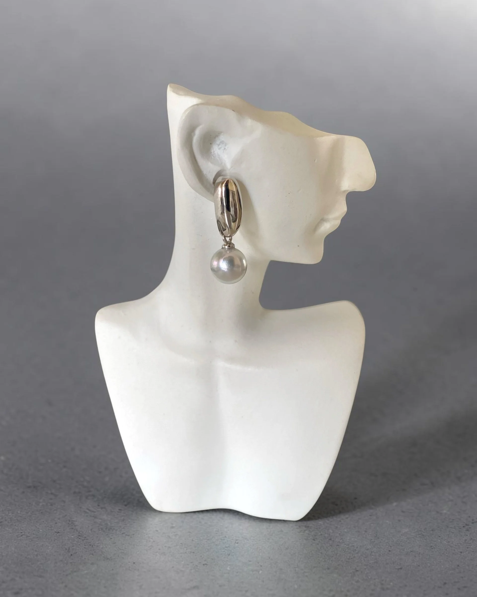 Natural Silver-Grey Japanese Madama Akoya Pearl Earrings 8.3mm, Metallic Lustre, Minimalist S925 Silver Teardrop Design, Show Piece Starlit Pearls