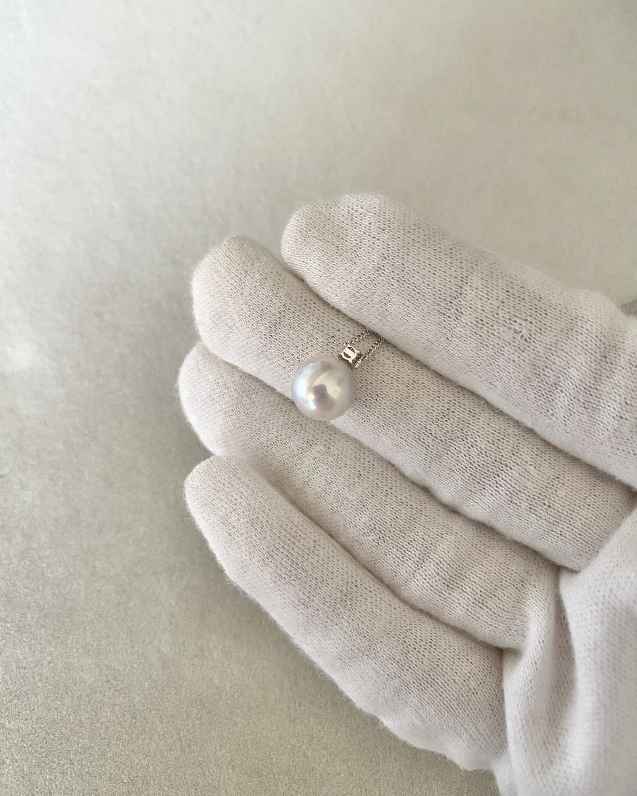 9.1mm Japanese White Koshimono Akoya Pearl Pendant Necklace, Tennyo-Quality, 18K White Gold & CZ, S925 Silver Snake Chain Starlit Pearls