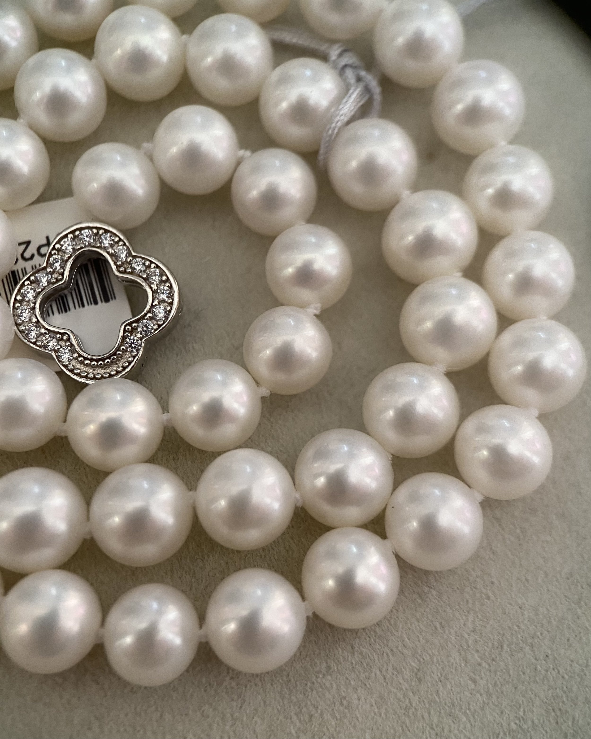 Guild Certified Superior Snow White Nucleus-Free Freshwater Pearl Necklace 8mm, Satin Lustre, S925 Silver Convertible Floral Clasp Starlit Pearls