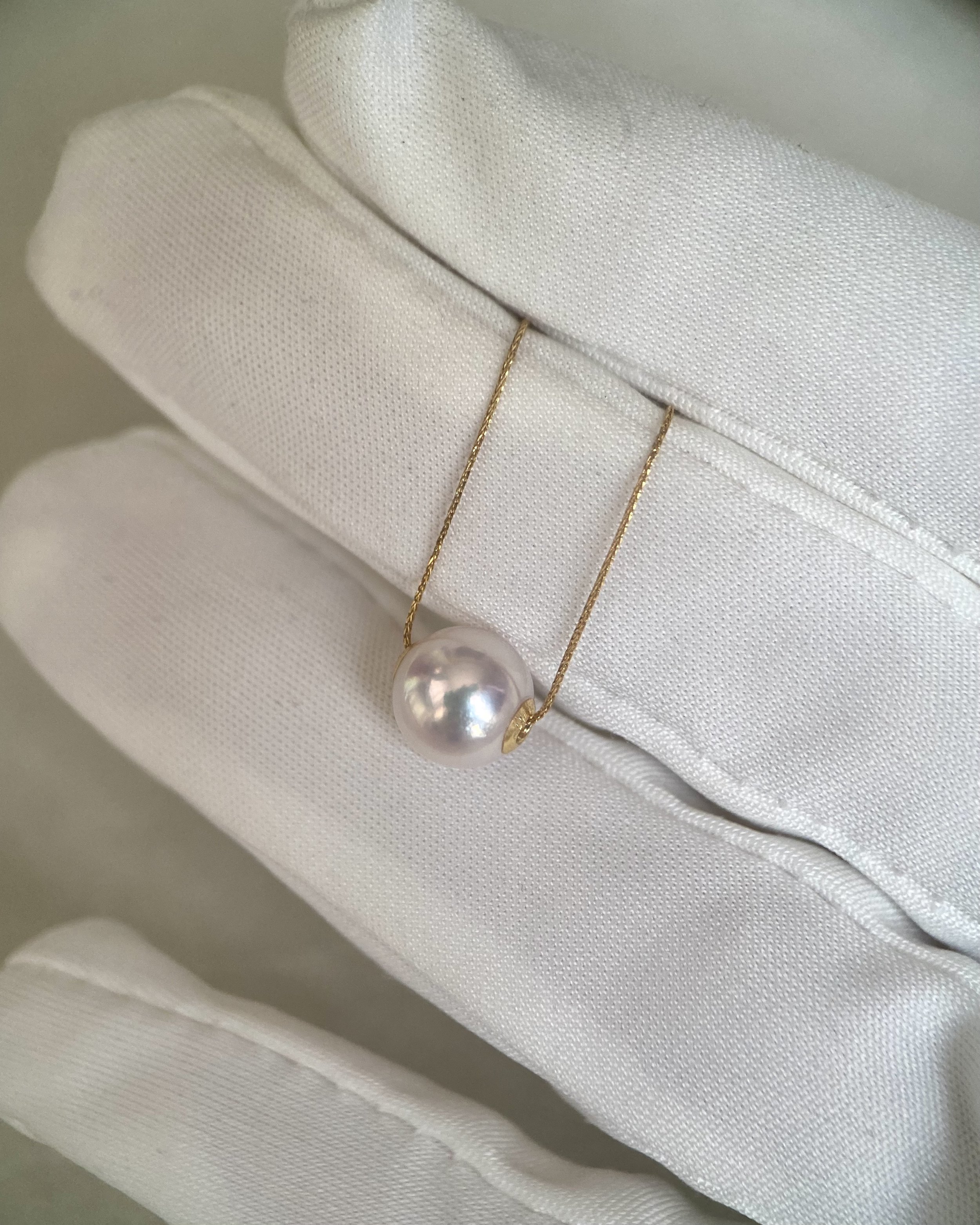 Exceptional 8mm Japanese Sakura Pink Koshimono Akoya Pearl Necklace, Aurora Tennyo Grade Lustre, 18K Solid Gold Adjustable Twisted Chain 19" Starlit Pearls