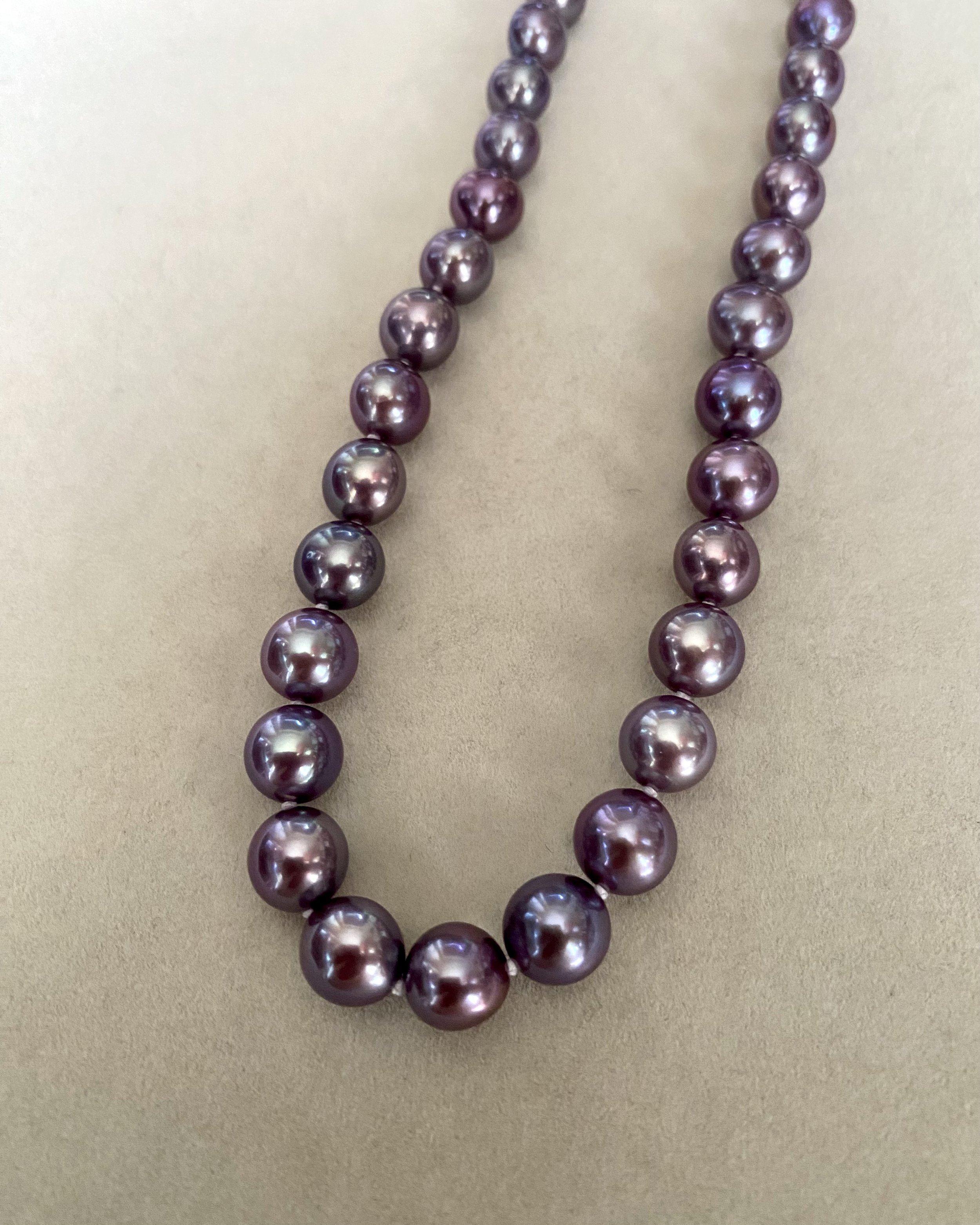 Exceptionally Rare Midnight Purple Freshwater Pearl Necklace, Natural Untreated Colour, 8-9mm Top Metallic Lustre, Durable S925 Silver Clasp Starlit Pearls