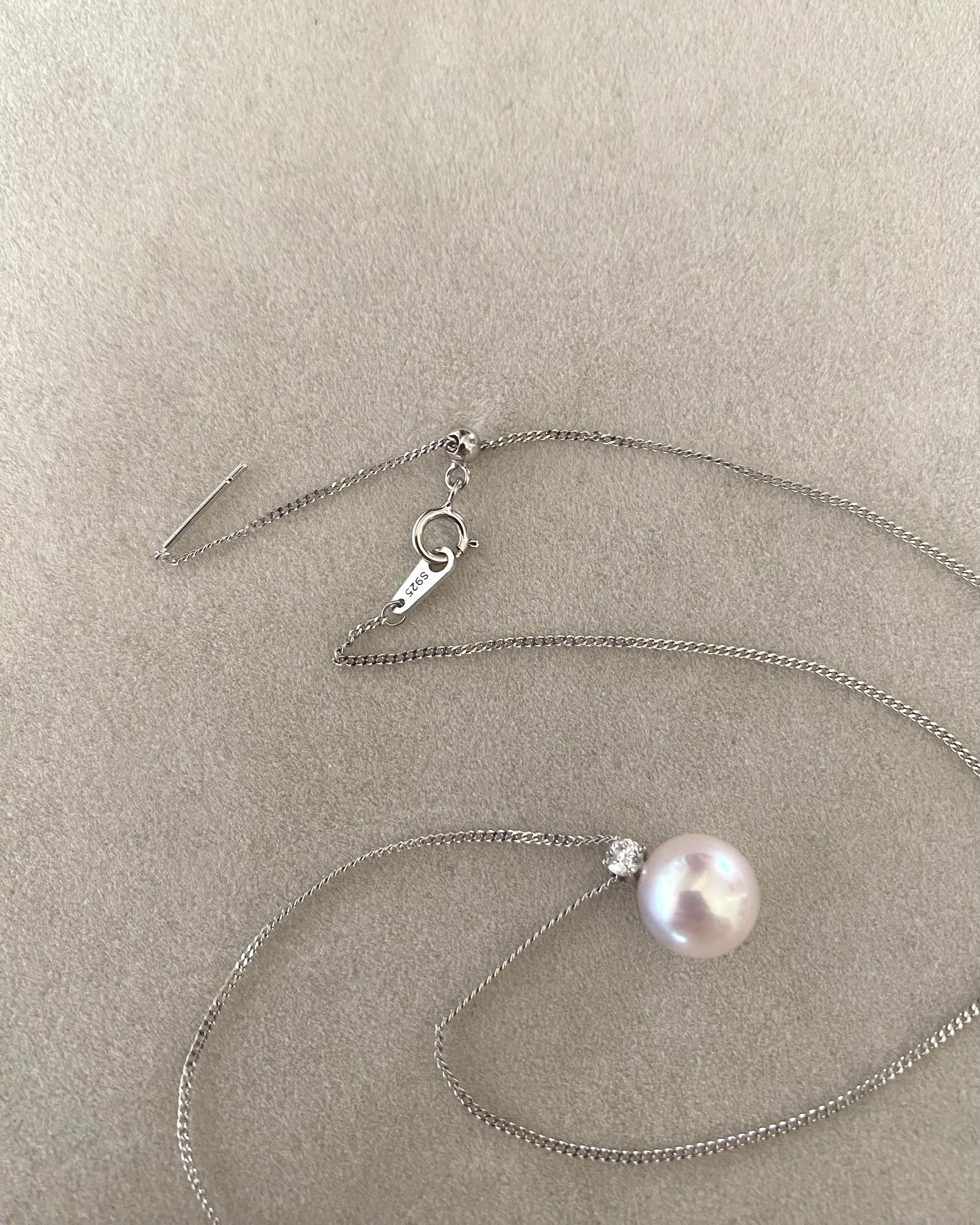 9.1mm Japanese White Koshimono Akoya Pearl Pendant Necklace, Tennyo-Quality, 18K White Gold & CZ, S925 Silver Snake Chain Starlit Pearls