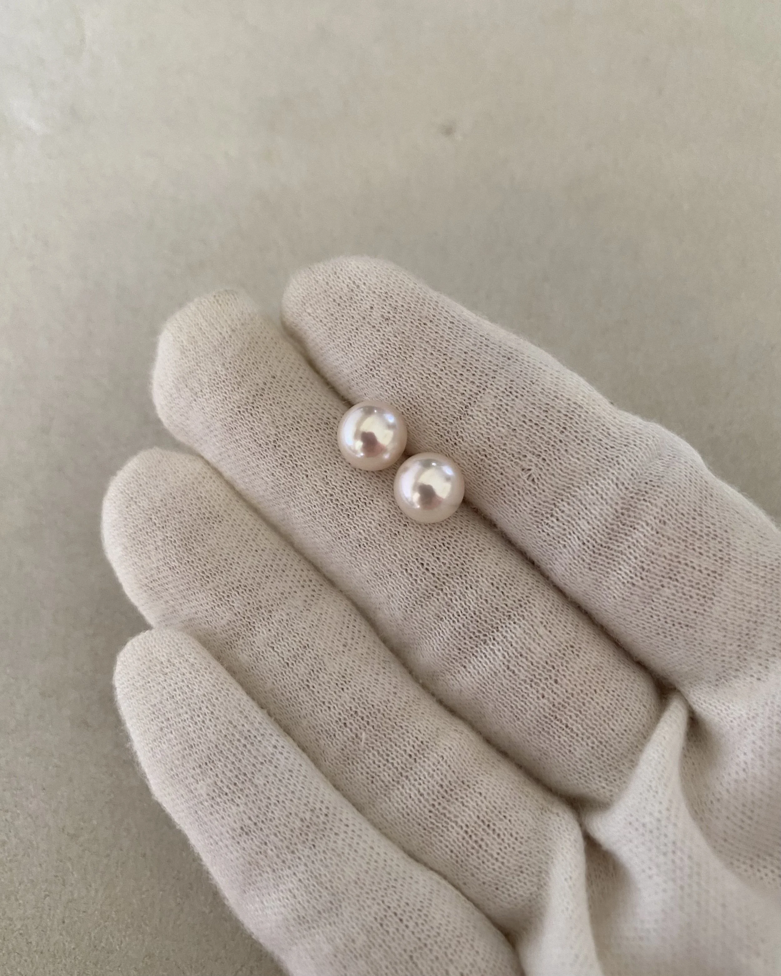 Specially Selected Top Gr White Japanese Koshimono Akoya Pearl Earrings 7.7mm, Otsuki Pearl, 6A Aurora Lustre, Solid 18K Gold Posts Starlit Pearls