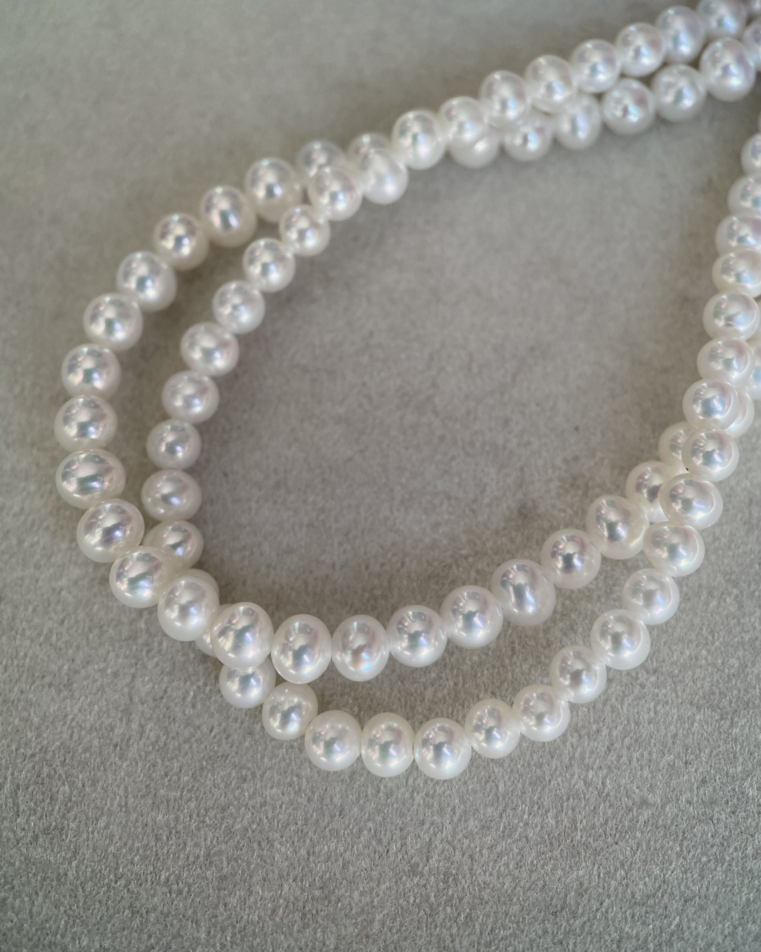 Top Lustre 4-4.5mm Radiant White Freshwater Nucleus-Free Double-Strand Pearl Necklace, Mirror-Like Shine, Japanese Durable S925 Silver Clasp Starlit Pearls