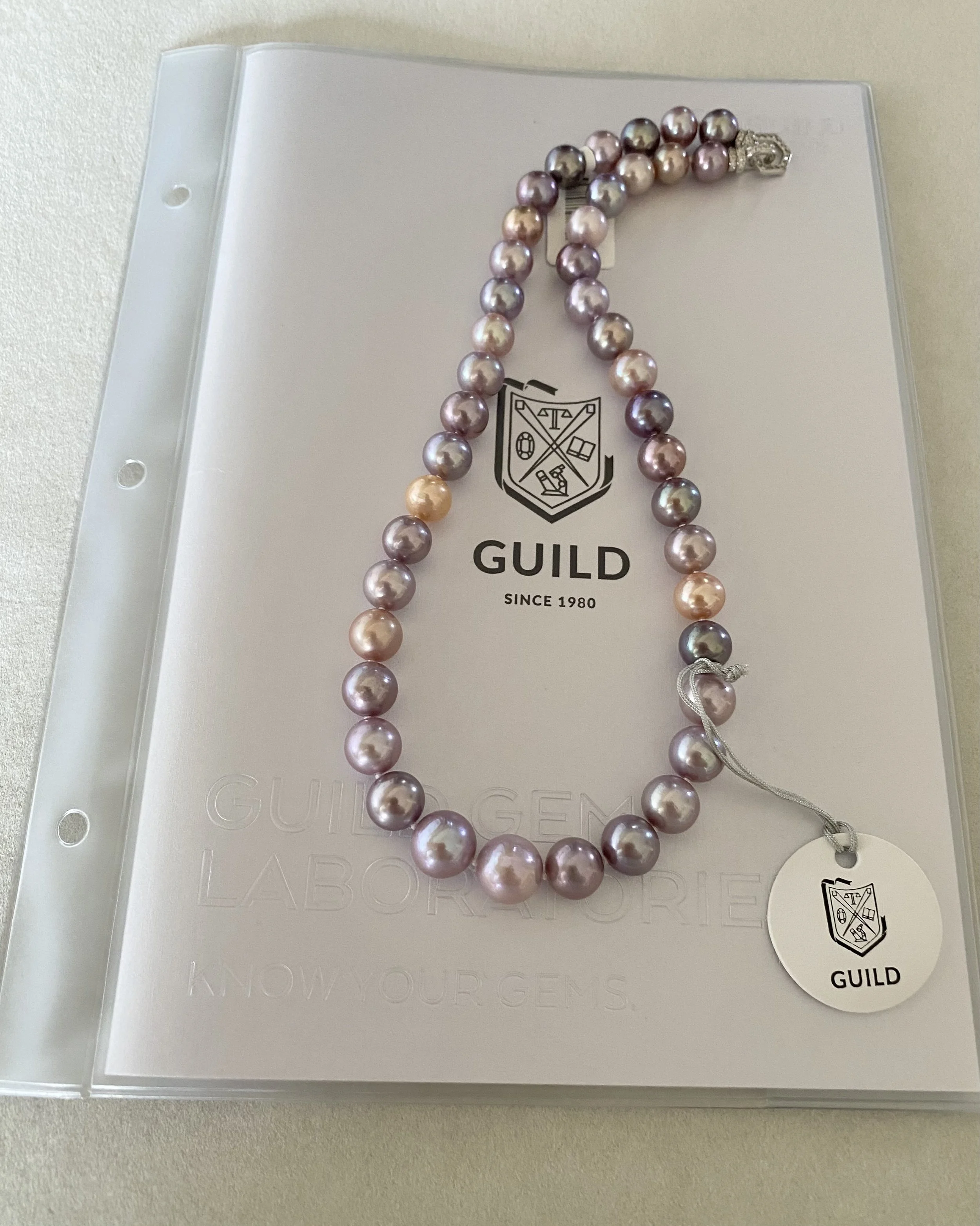 GUILD Certified Top “Magnificent” 8-12mm Multi-Coloured Freshwater Pearl Necklace, Rare Metallic Peacock Overtones,S925, Pink Purple Starlit Pearls