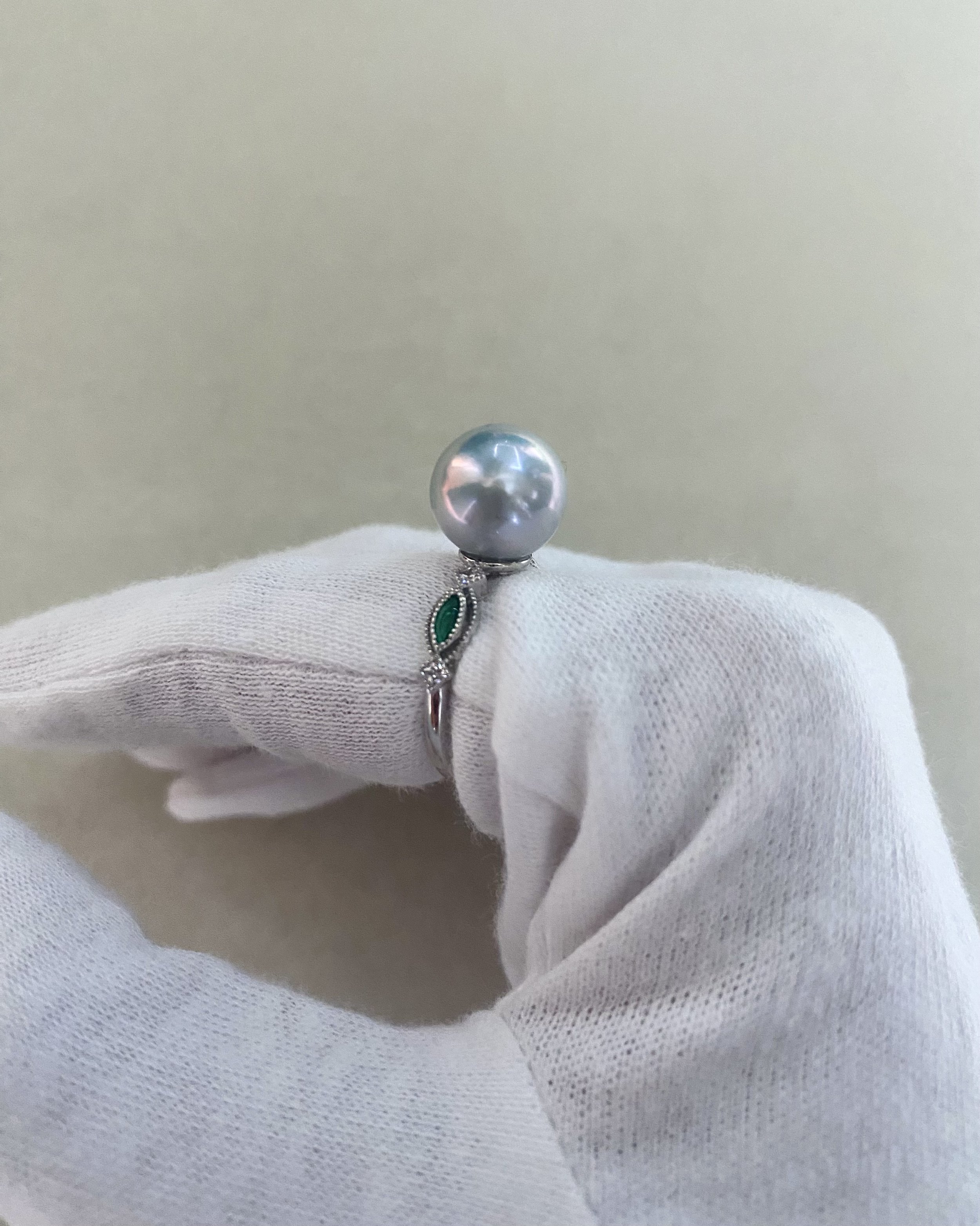 Flawless 10.5-11mm Natural Cool Grey Freshwater Pearl Ring, Vivid Pink Overtone, Adjustable S925 Setting, HK International Jewellery Show Starlit Pearls