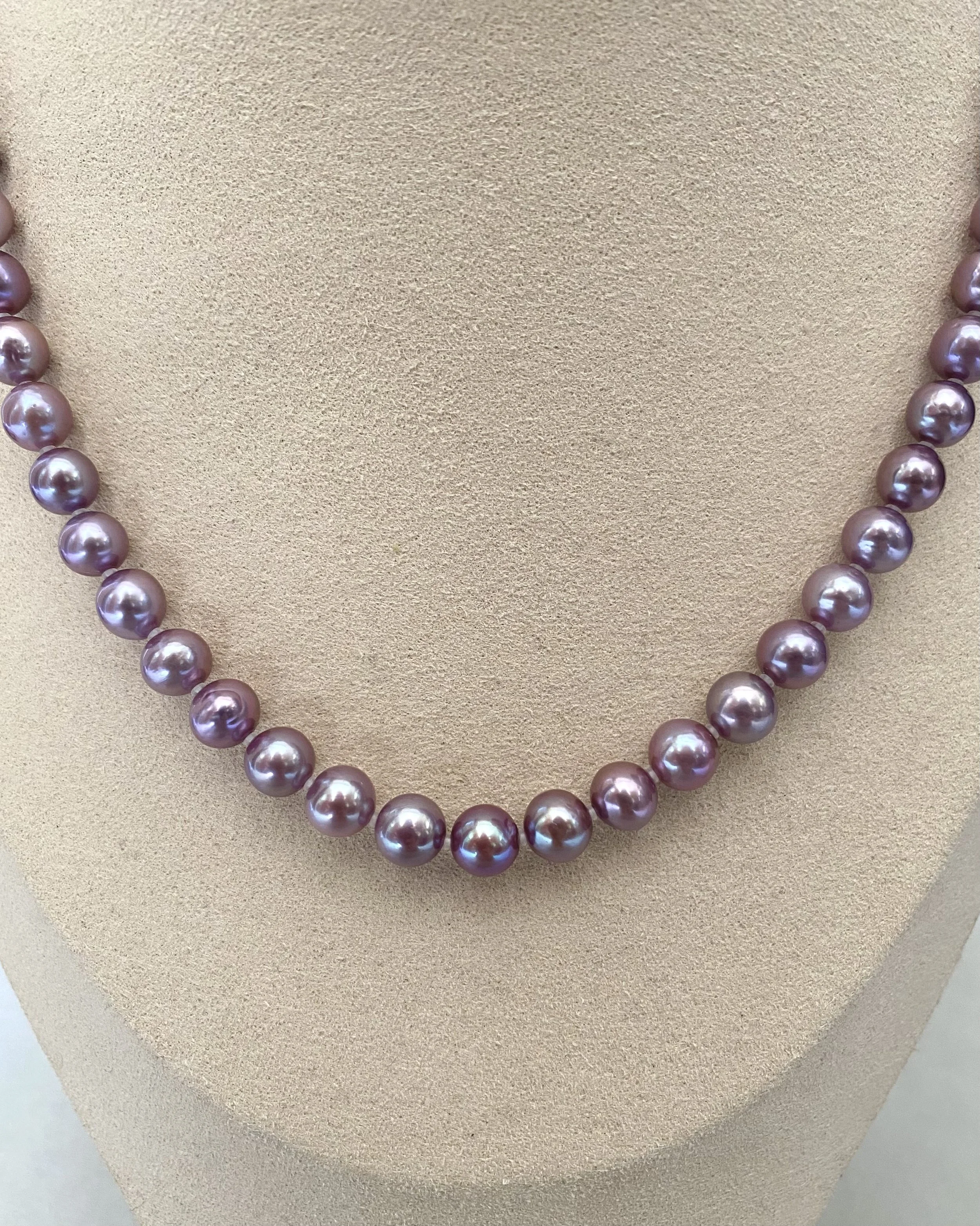 Rare French Violet 7–8mm Freshwater Pearl Necklace, Natural Untreated Colour – Radiant Lustre, Durable Adjustable S925 Silver U-Shaped Clasp Starlit Pearls