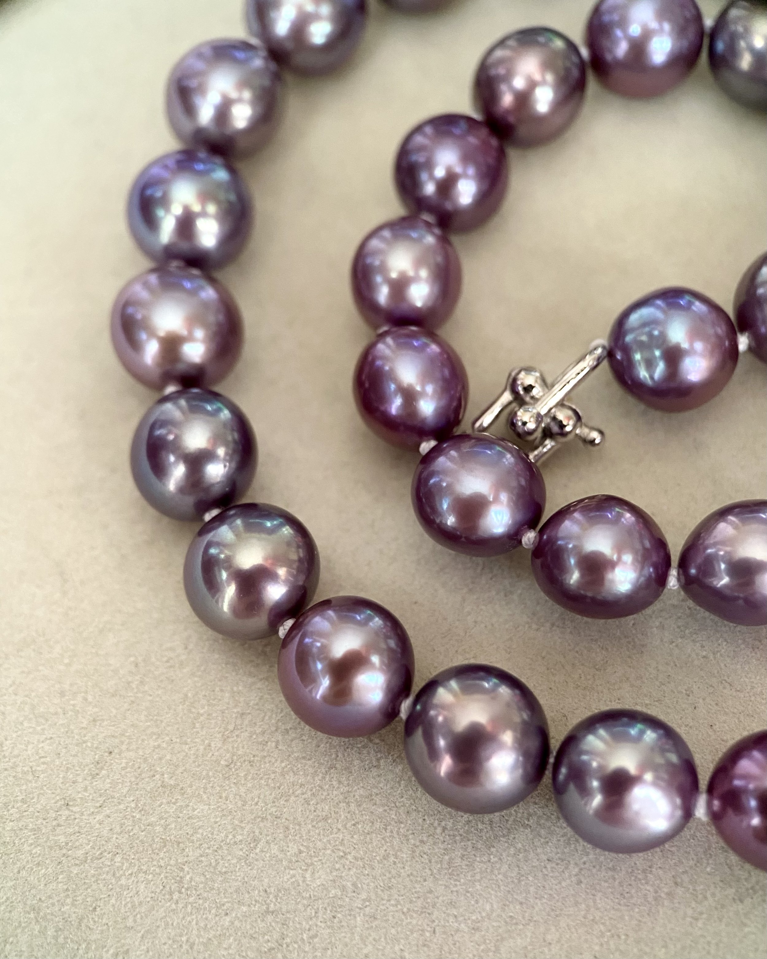 Exceptionally Rare Midnight Purple Freshwater Pearl Necklace, Natural Untreated Colour, 8-9mm Top Metallic Lustre, Durable S925 Silver Clasp Starlit Pearls
