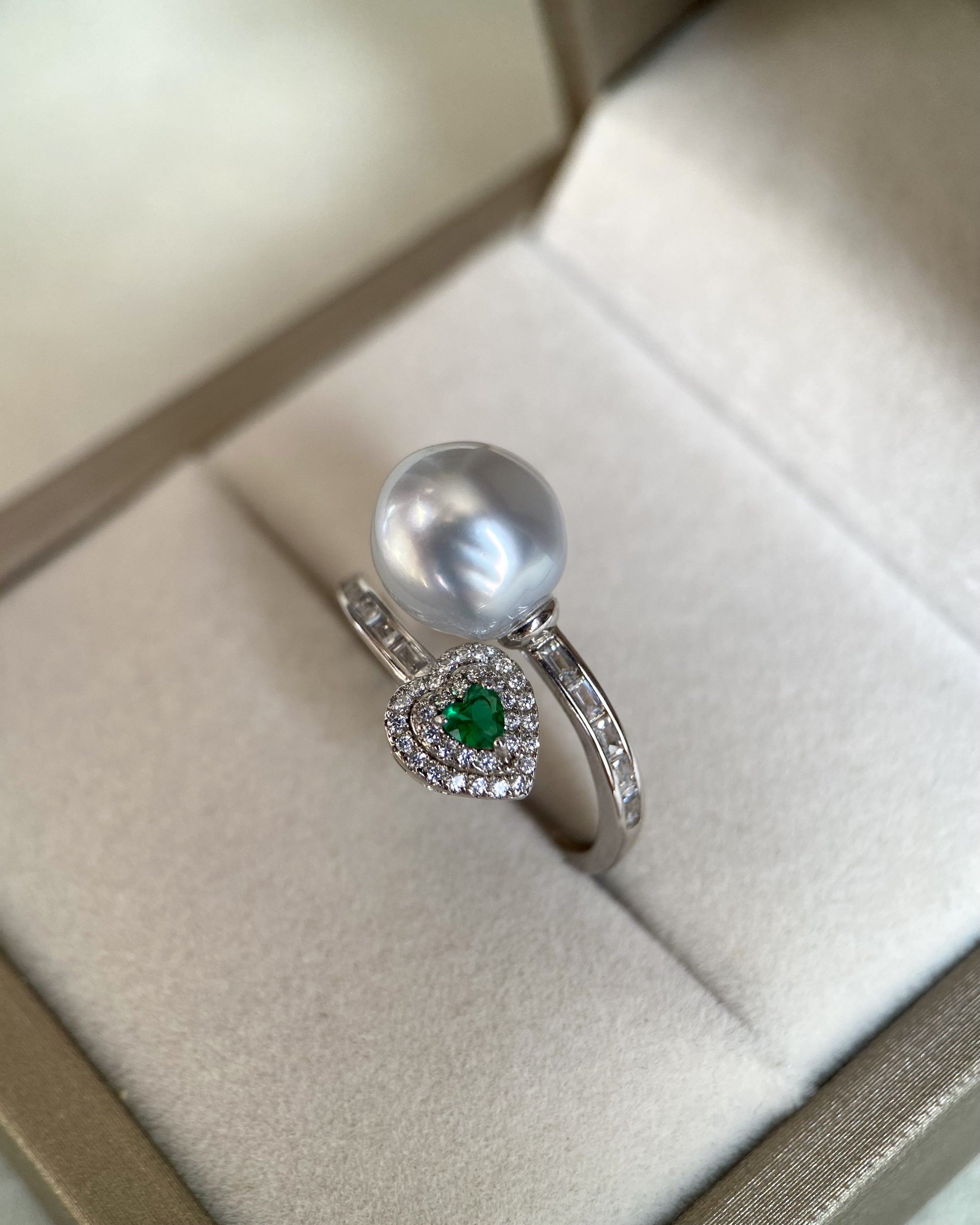 Rare 10.5mm Australian Silver South Sea Baroque Pearl Ring, "Blue Blood" Series, Guardian Serpent-Inspired Open Design in S925, Adjustable