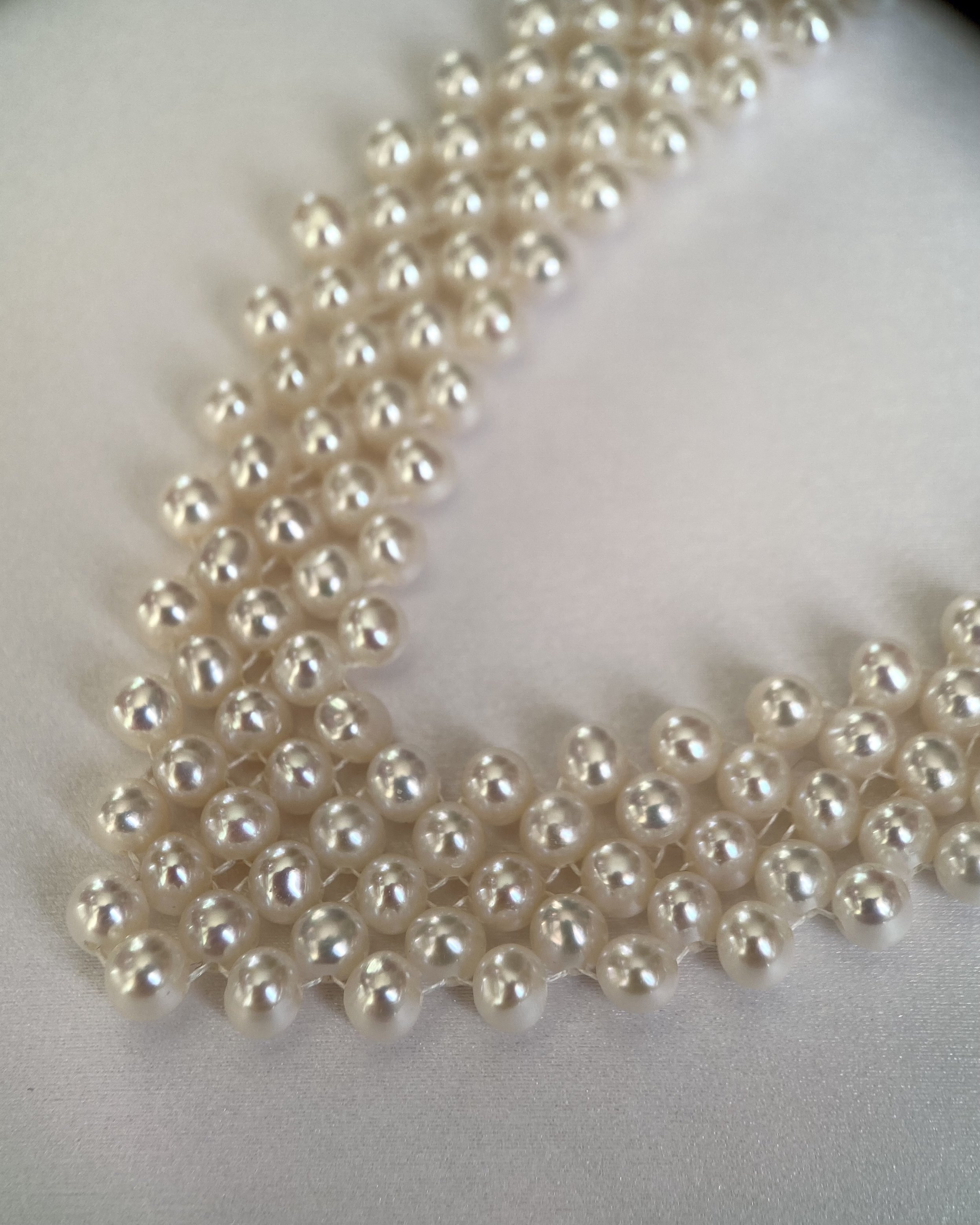 Ivory White Nucleus-Free Pearl V-Shaped Necklace, Nearly 300 Genuine Freshwater Pearls, S925 Silver Adjustable Clasp Starlit Pearls