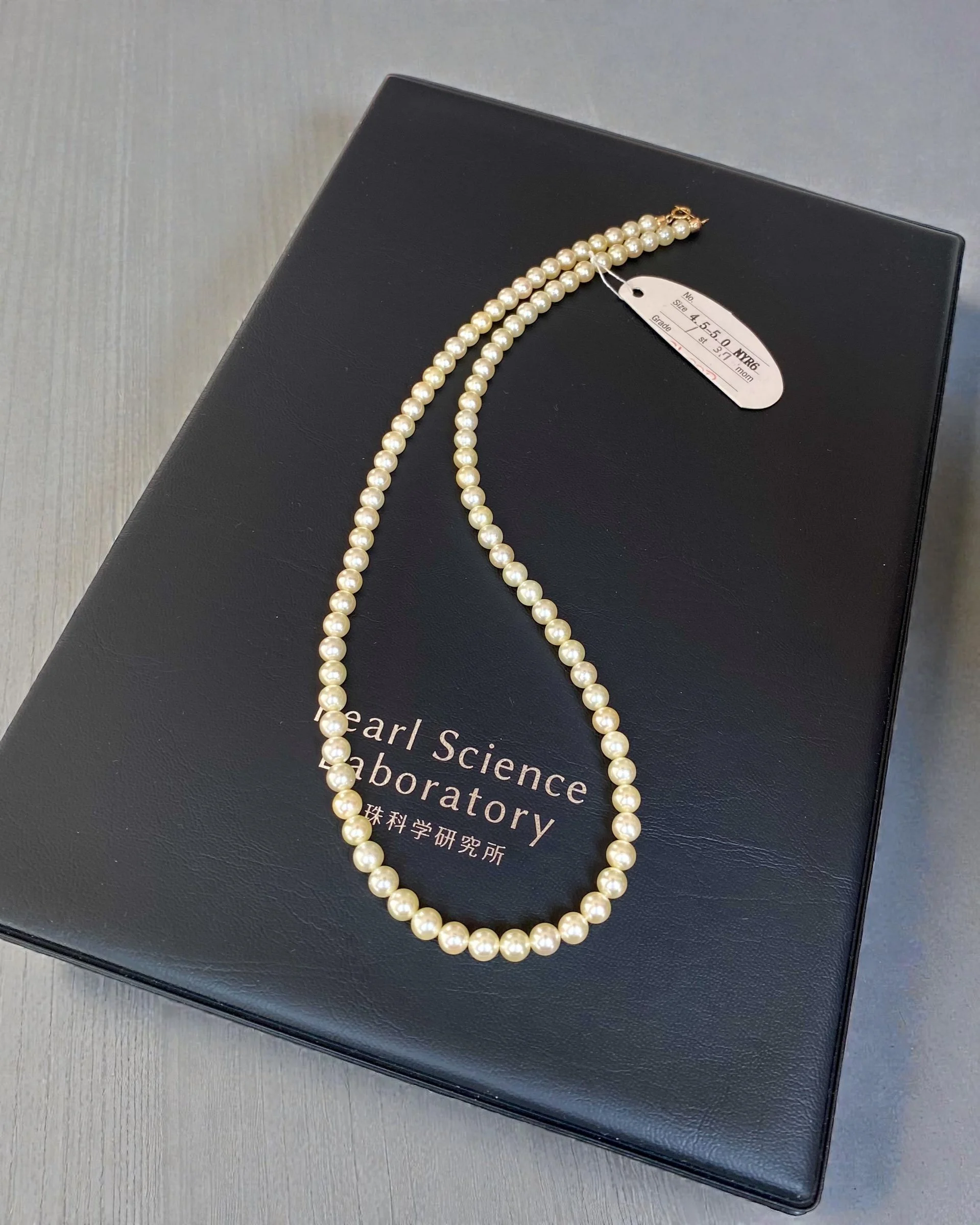 PSL-Certified “Rose” Gr. Japanese ‘Golden Dawn’ Lemon-Gold Akoya Pearl Necklace 4.5–5mm, Aurora Lustre, 18K Gold Clasp, Collectors Starlit Pearls