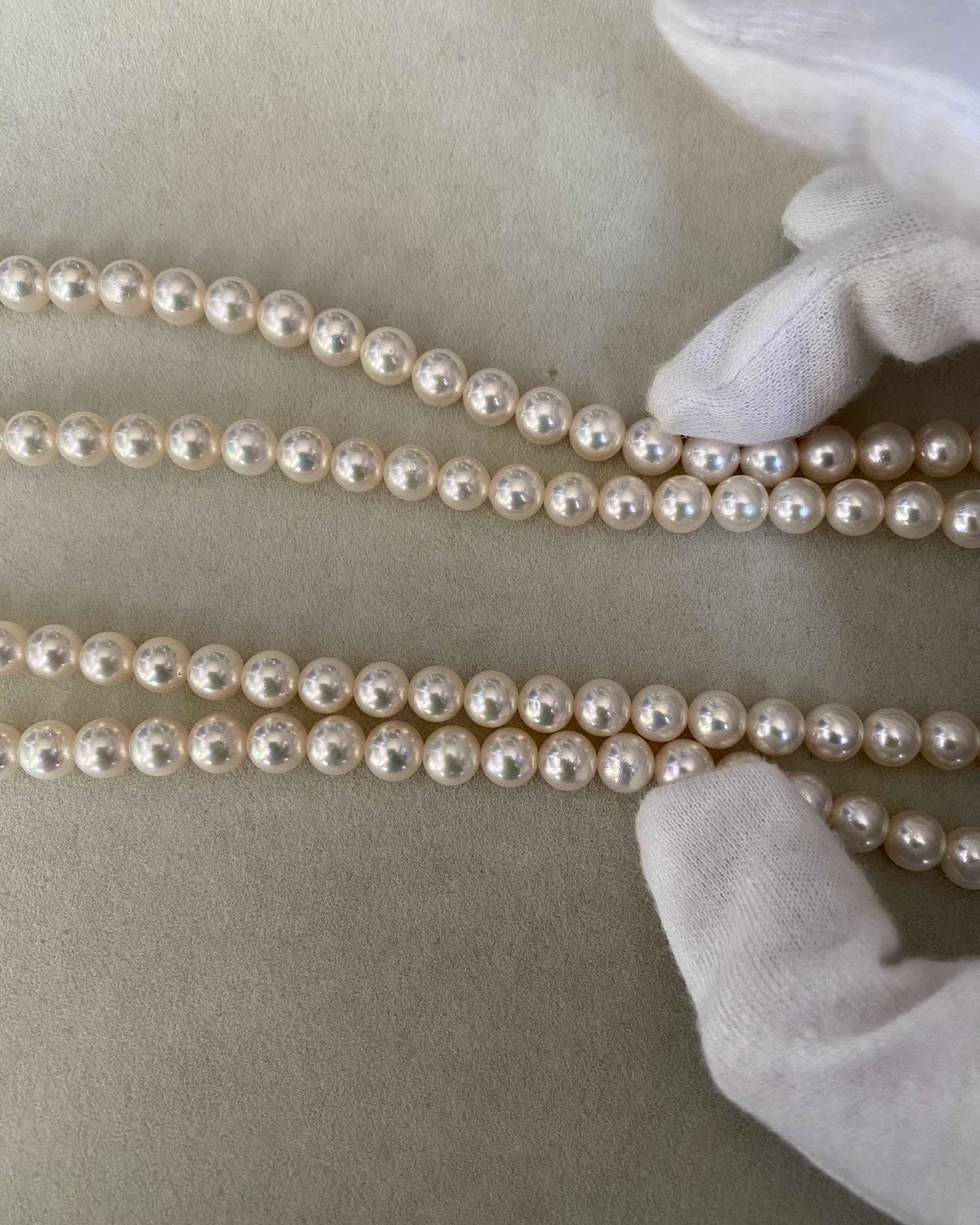33" Extra-Long White Japanese Akoya Pearl Opera Necklace 6.5–7mm, Rose Overtone, 3D Floral Silver Clasp, Japan Jewellery Showpiece Starlit Pearls