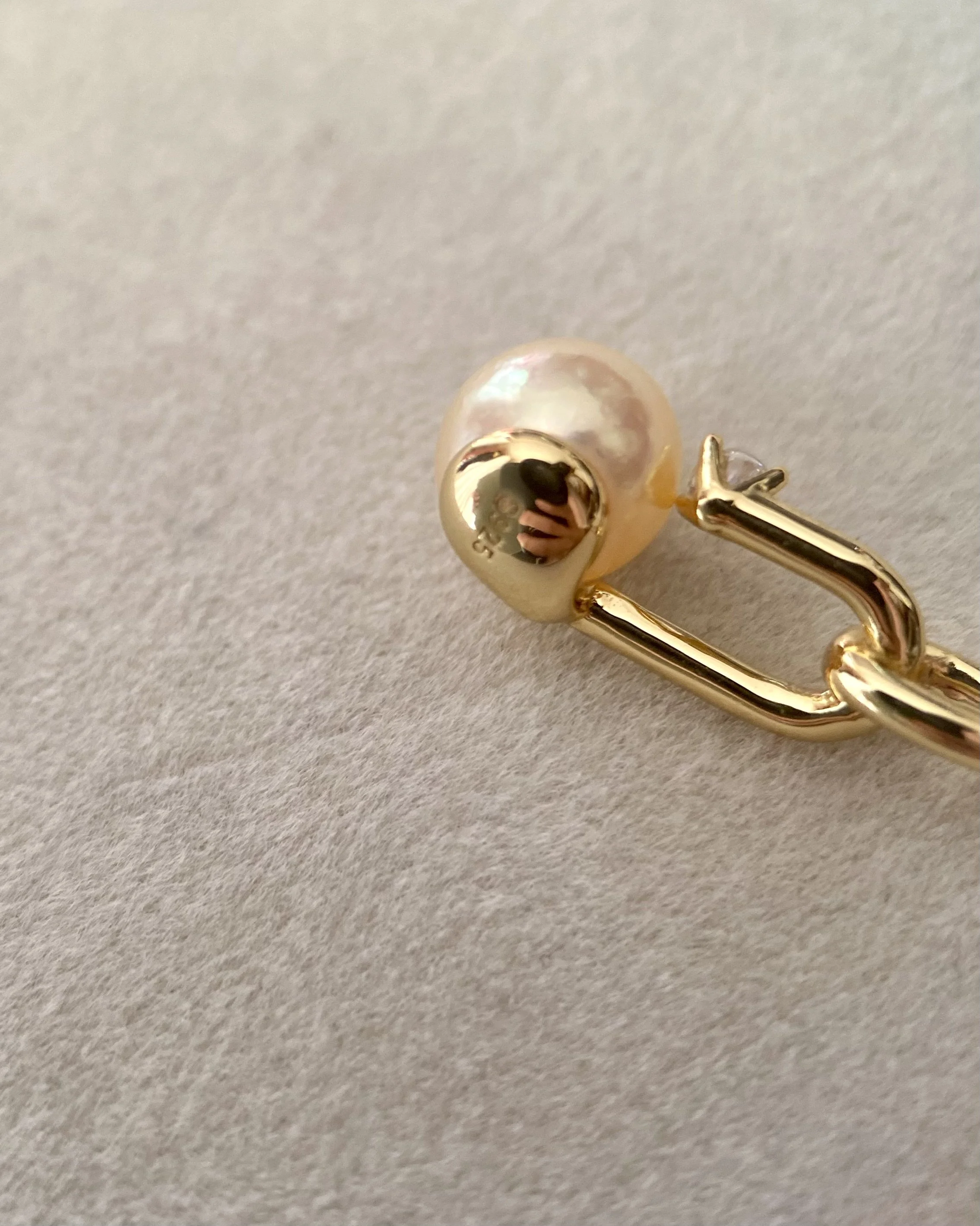 7.5mm Japanese “Golden Dawn” Akoya Pearl Pendant Necklace, Creamy-Gold, Paperclip-Style w/ Sturdy S925 Rolo Chain,Jewellery Showpiece Starlit Pearls