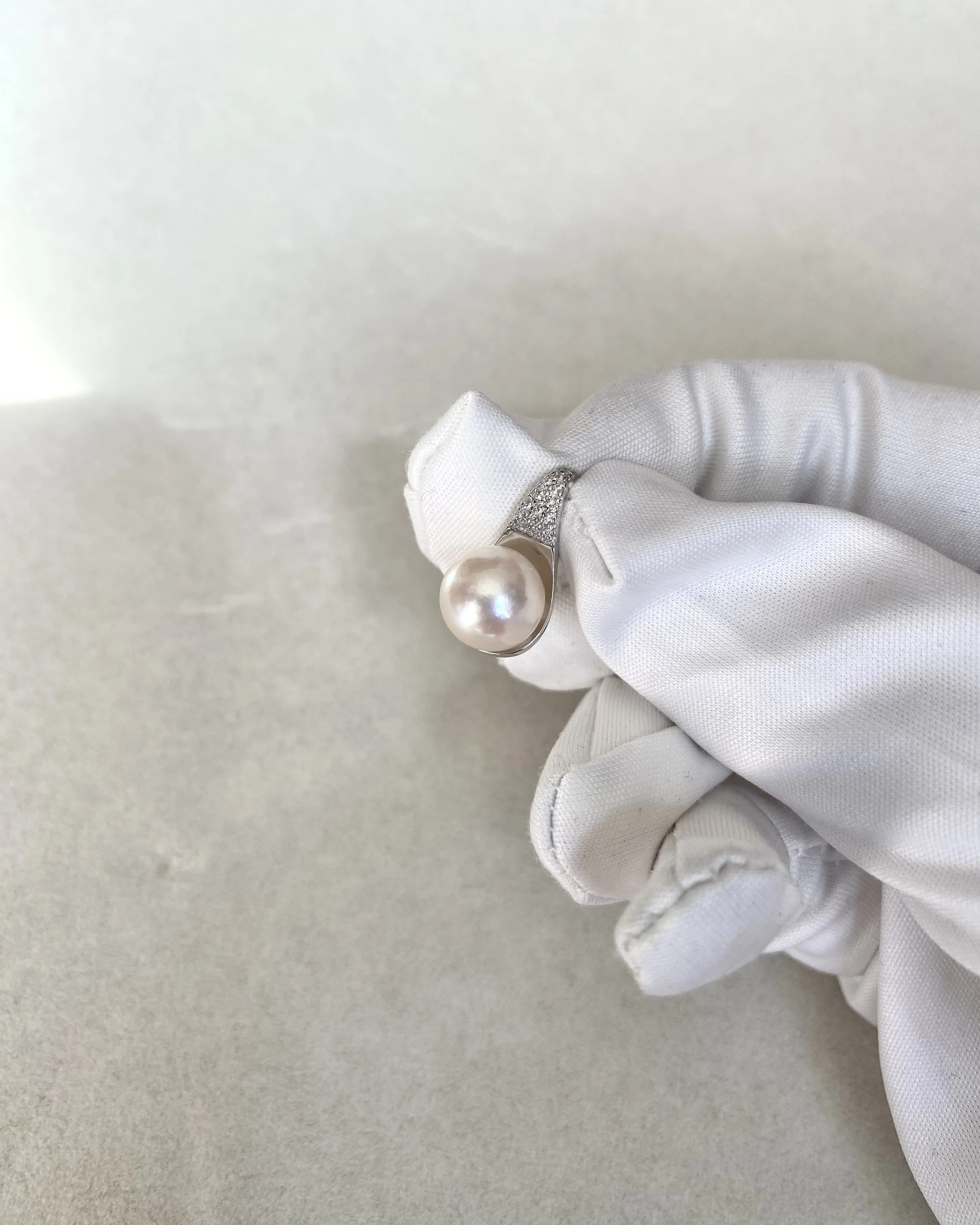 9.1mm Giant Japanese Natural Pale Pink Akoya Pearl Pendant, S925 Silver Pavé Teardrop Design, Rare Large Pearl, Exhibition Piece Starlit Pearls
