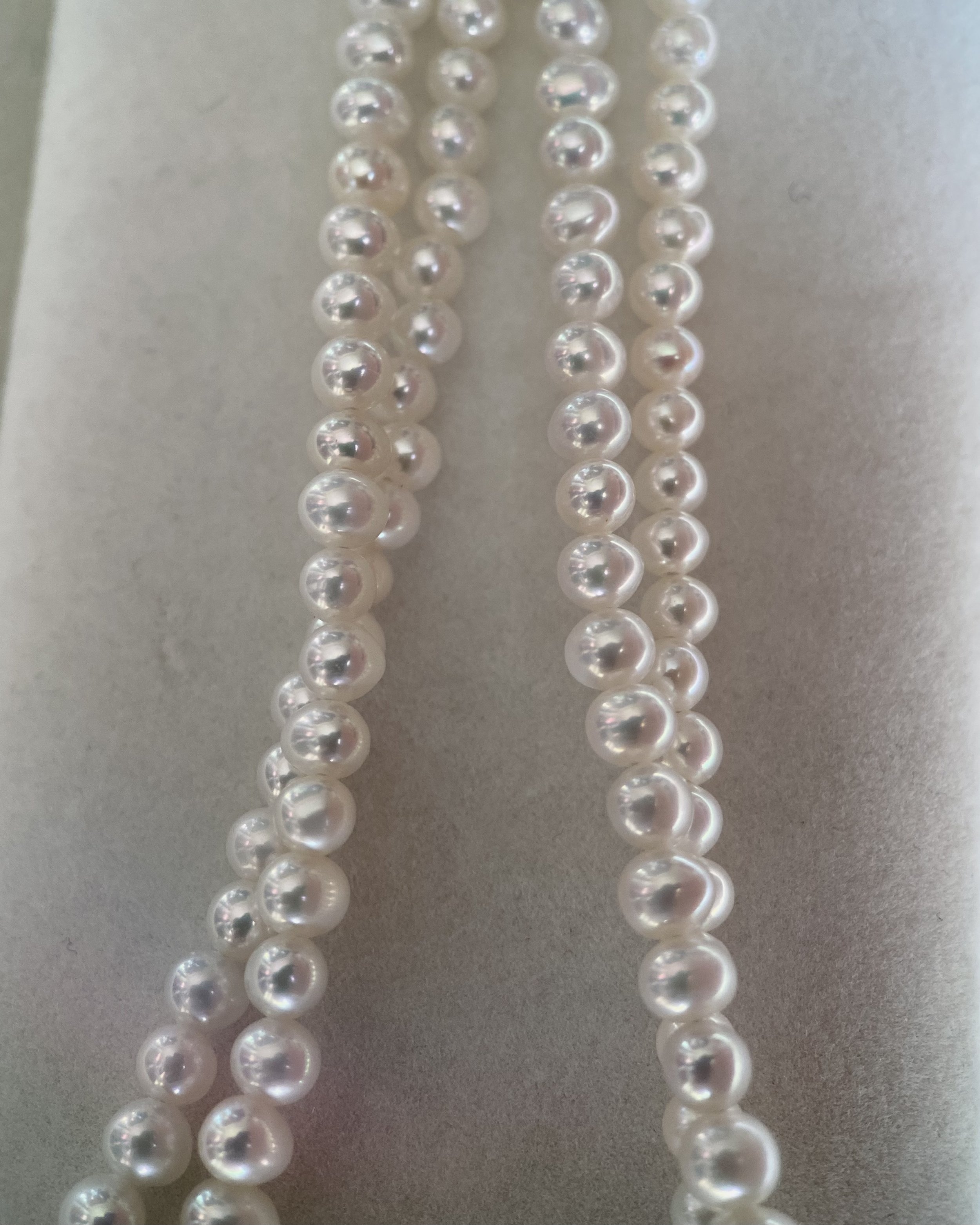 Top Lustre 4-4.5mm Radiant White Freshwater Nucleus-Free Double-Strand Pearl Necklace, Mirror-Like Shine, Japanese Durable S925 Silver Clasp Starlit Pearls
