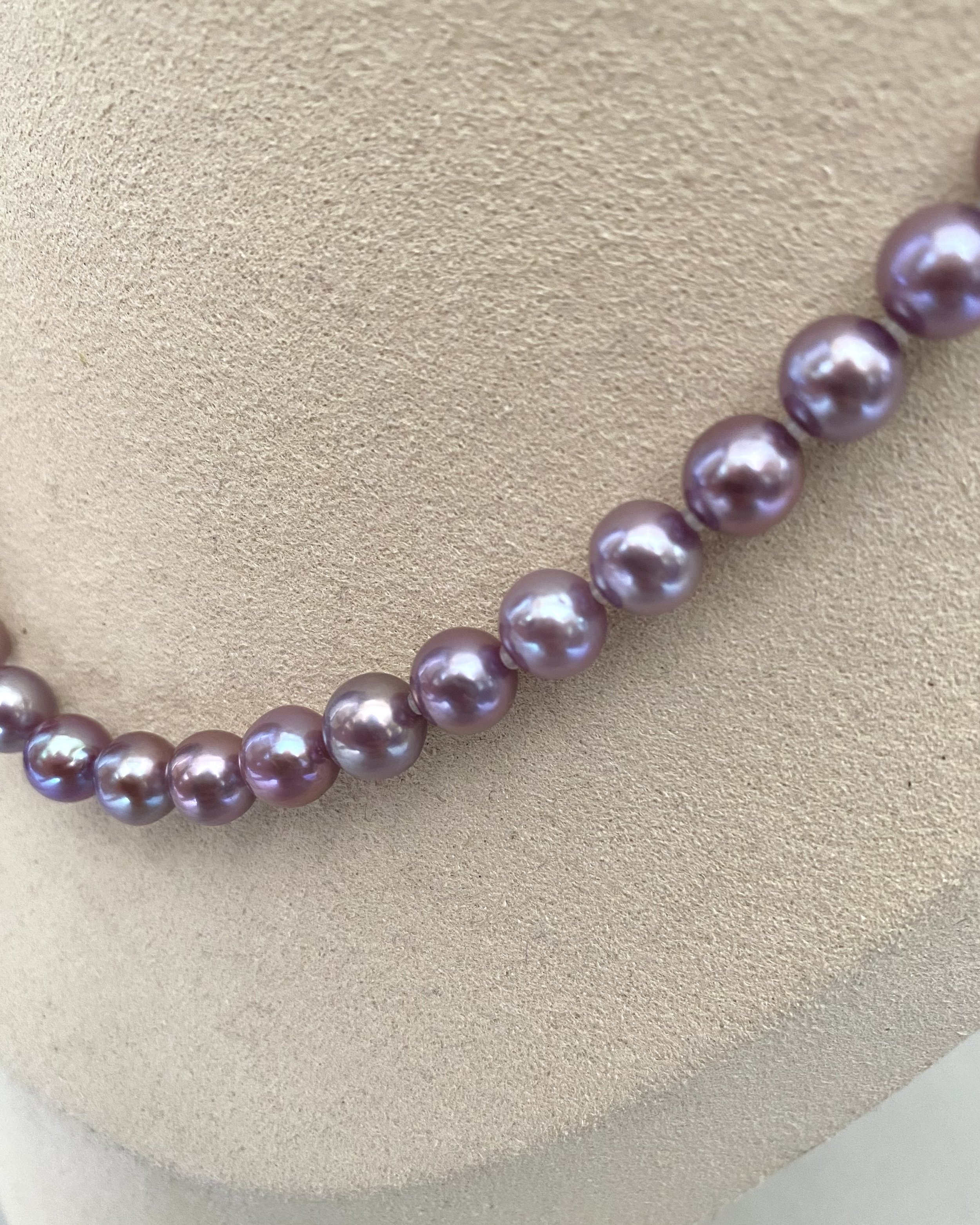 Rare French Violet 7–8mm Freshwater Pearl Necklace, Natural Untreated Colour – Radiant Lustre, Durable Adjustable S925 Silver U-Shaped Clasp Starlit Pearls