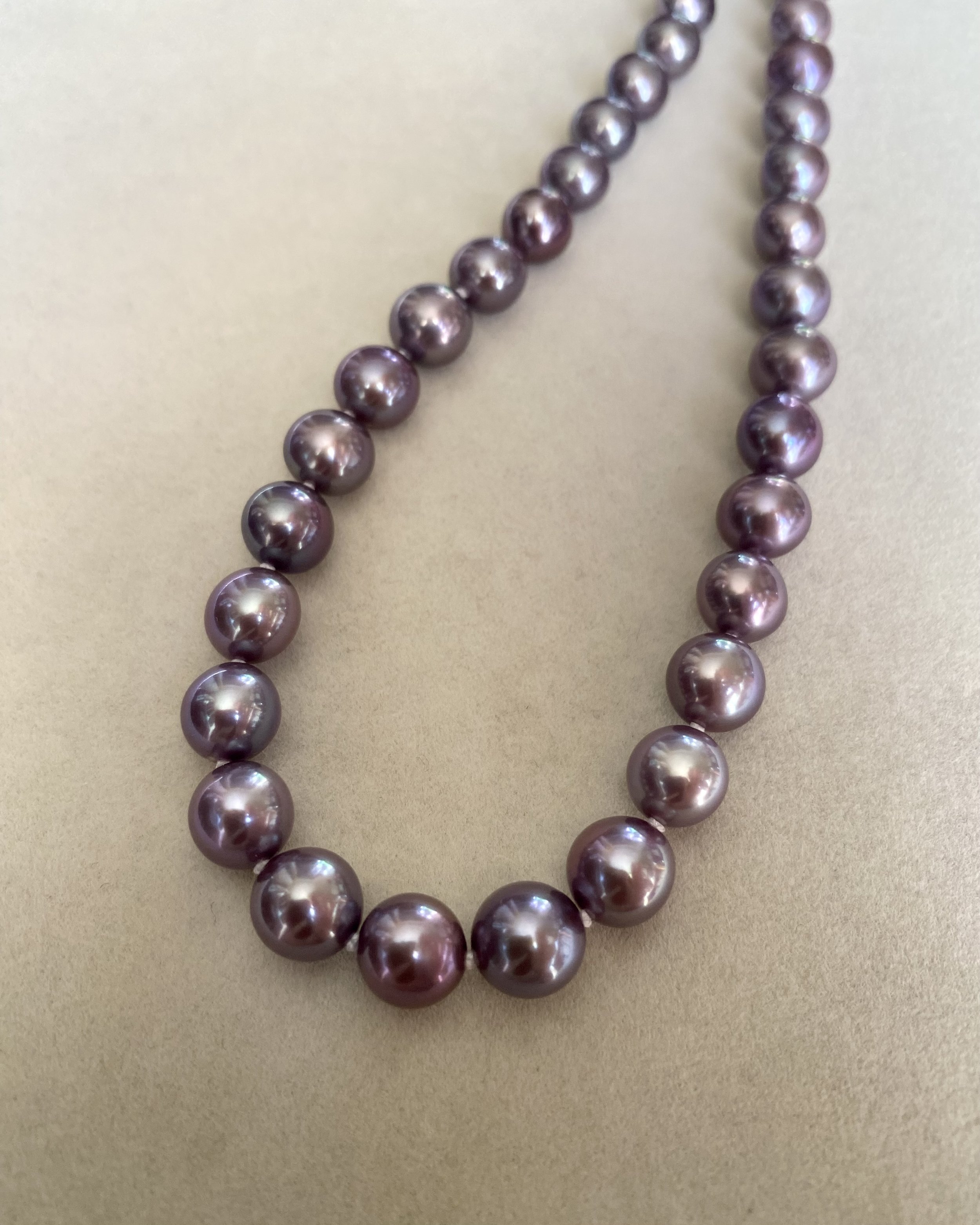 Exceptionally Rare Midnight Purple Freshwater Pearl Necklace, Natural Untreated Colour, 8-9mm Top Metallic Lustre, Durable S925 Silver Clasp Starlit Pearls