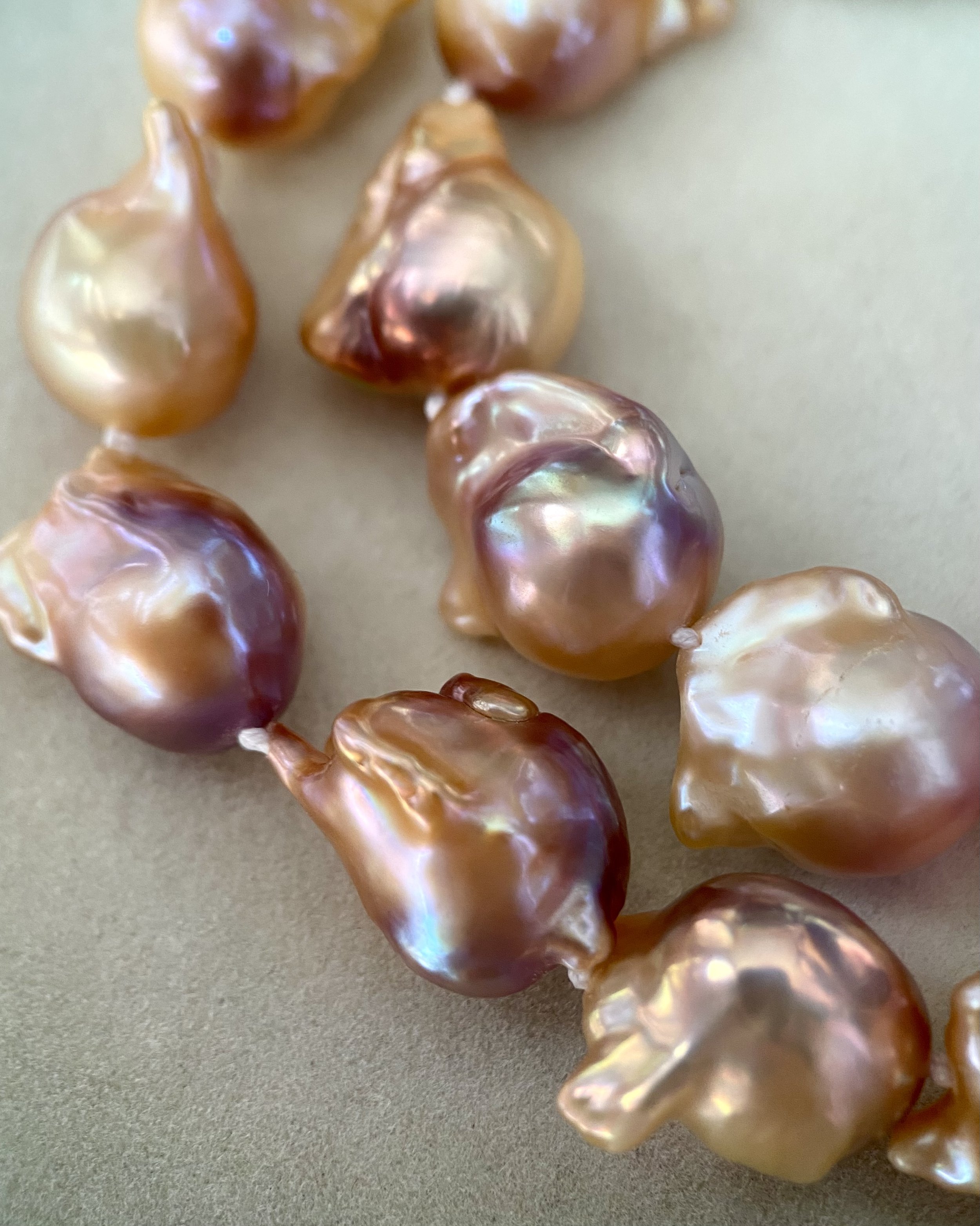 16-21mm Radiant Sunset Gradient Baroque Freshwater Pearl Necklace, Rainbow Metallic Lustre, Adjustable S925 Clasp, Purple Pink Orange Pearls Starlit Pearls