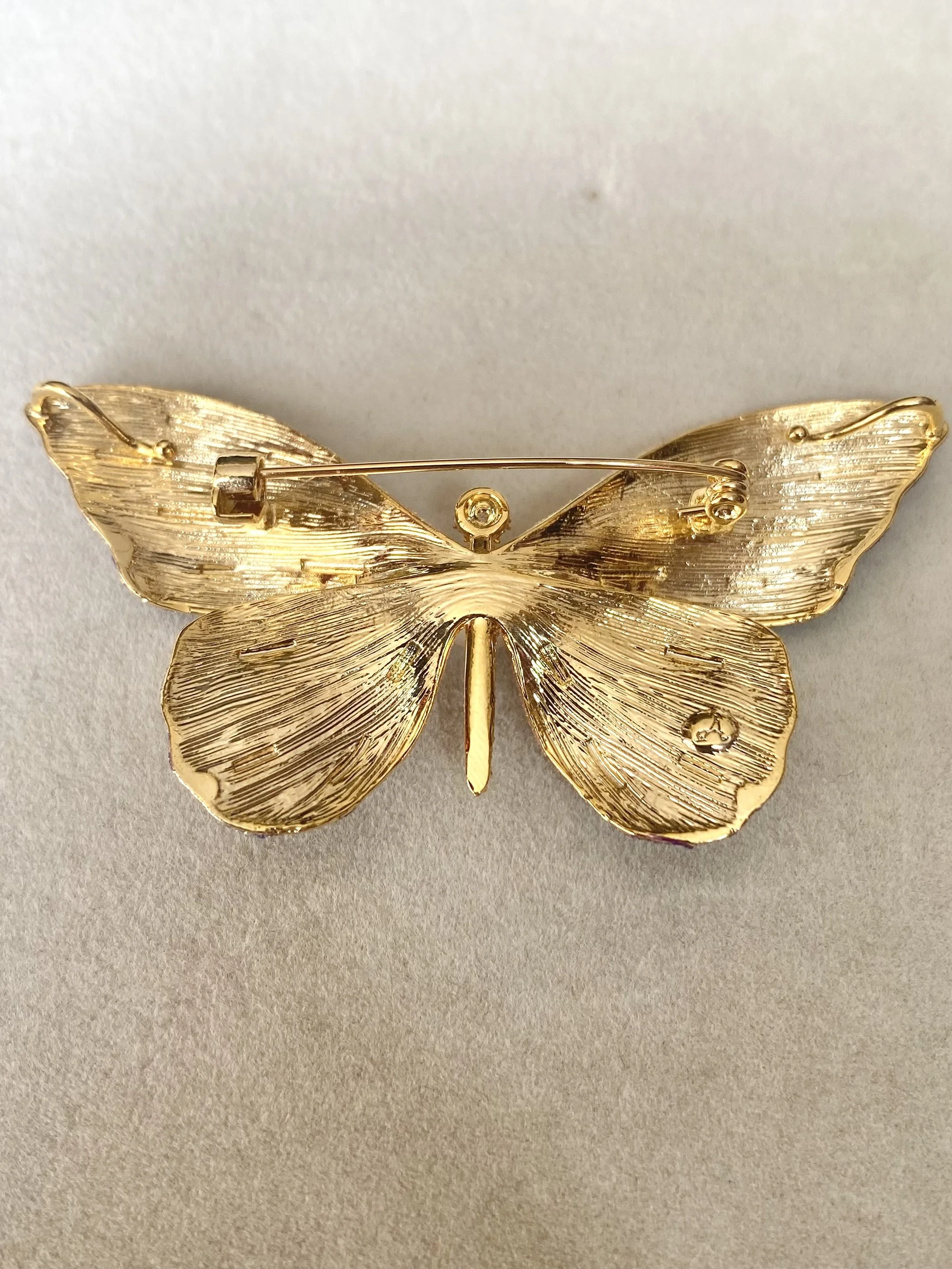 Enchanting Japanese Akoya Pearl Artistic Butterfly Brooch 7.8mm, Brushed Satin Purple Pink Iridescent Wings with Ultra-Fine Shimmer Starlit Pearls