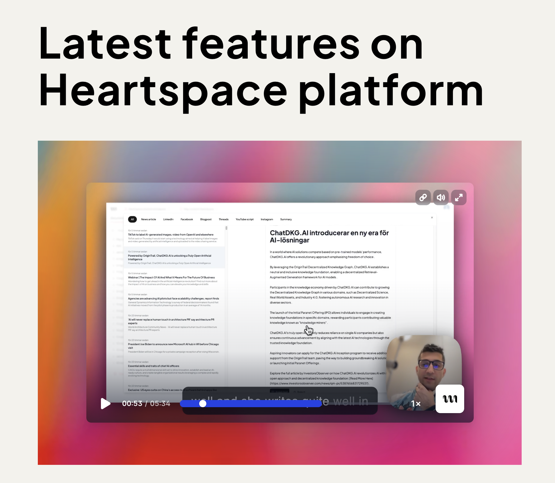 Latest features on Heartspace platform