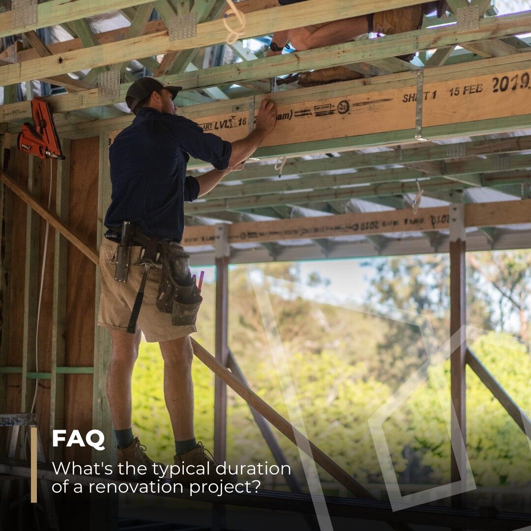 Frequently Asked 💭
➡️ What's the typical duration of a renovation project?

The overall scope of works, the complexity of the design and construction, site access and specific project requirements all can affect the duration of a renovation project.