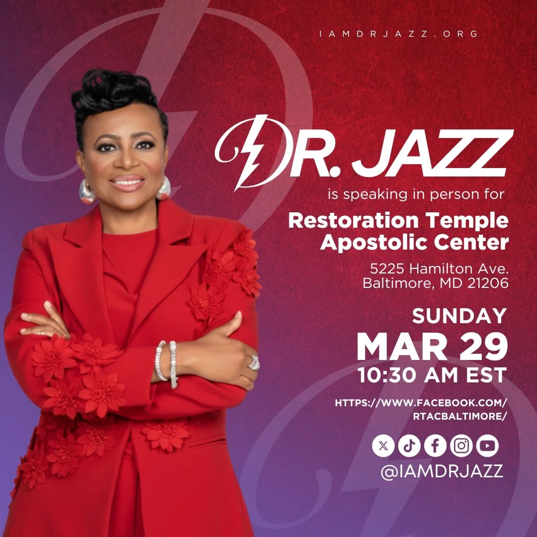 Join Dr. Jazz in person at Restoration Temple Apostolic Center 