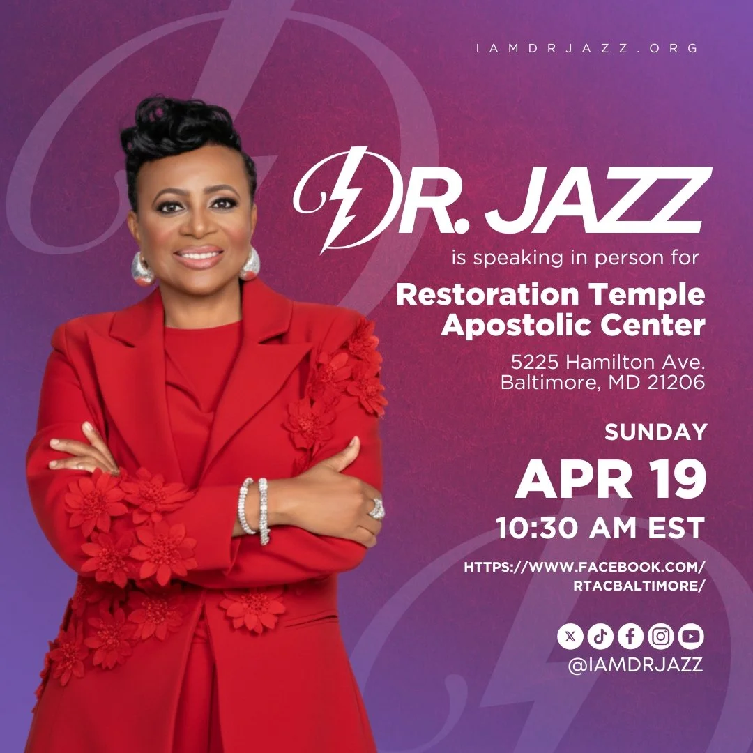 Join Dr. Jazz in person at Restoration Temple Apostolic Center 
