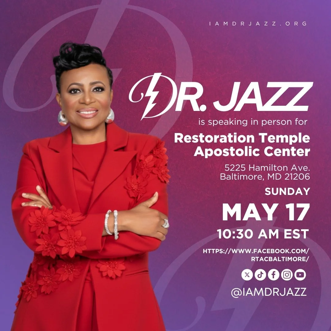 Join Dr. Jazz in person at Restoration Temple Apostolic Center 