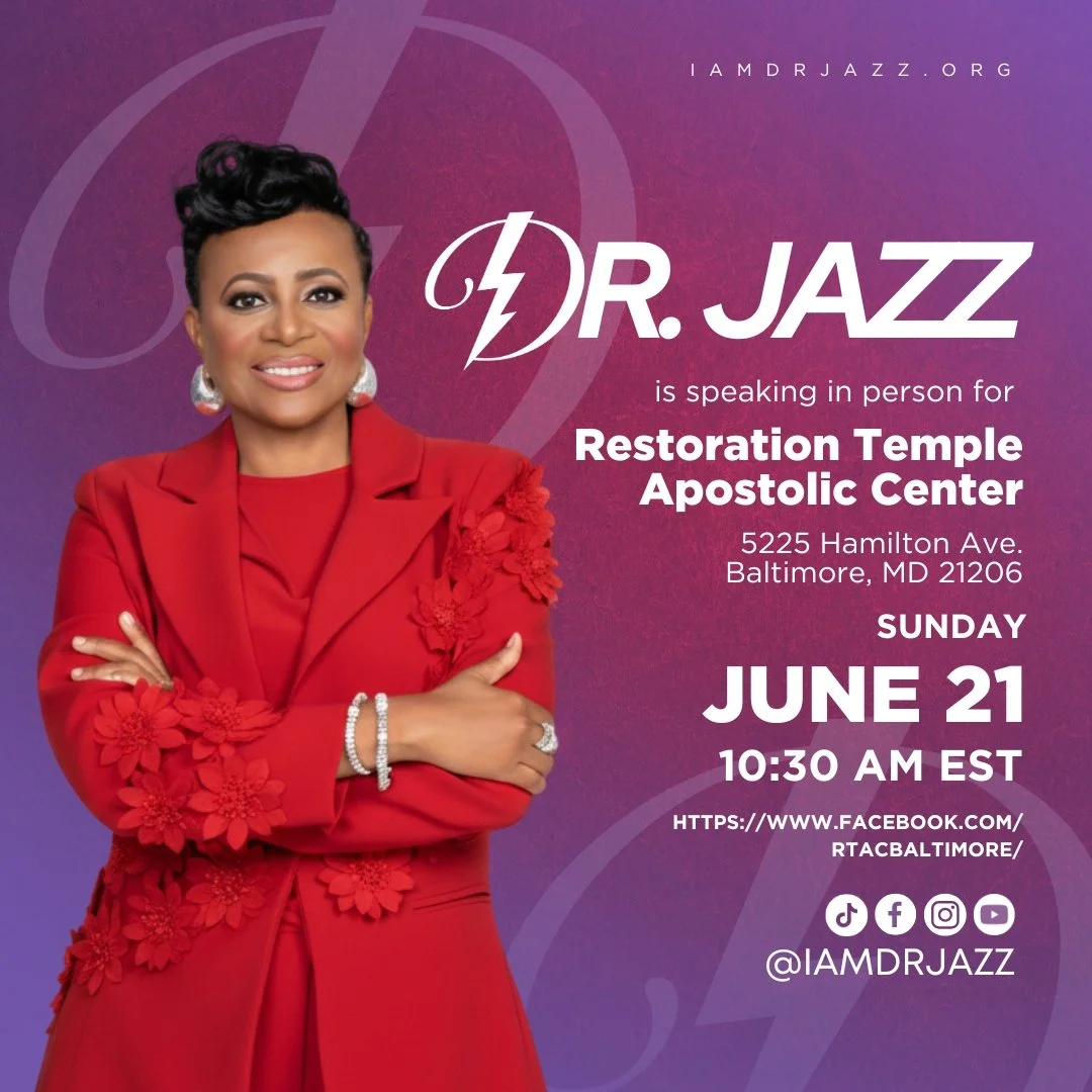 Join Dr. Jazz in person at Restoration Temple Apostolic Center  (Copy)