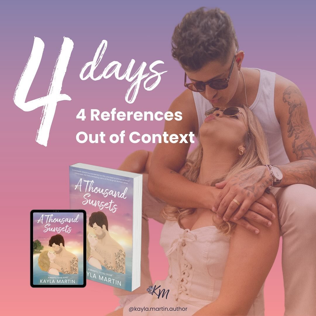 🗓️ 4 DAYS

While these are no where near close to the amount of references I included in A THOUSAND SUNSETS please enjoy four of my favorite ones with no context!

Find out what these references are in 4 days!

What to expect:
&bull;Summer Romance
&