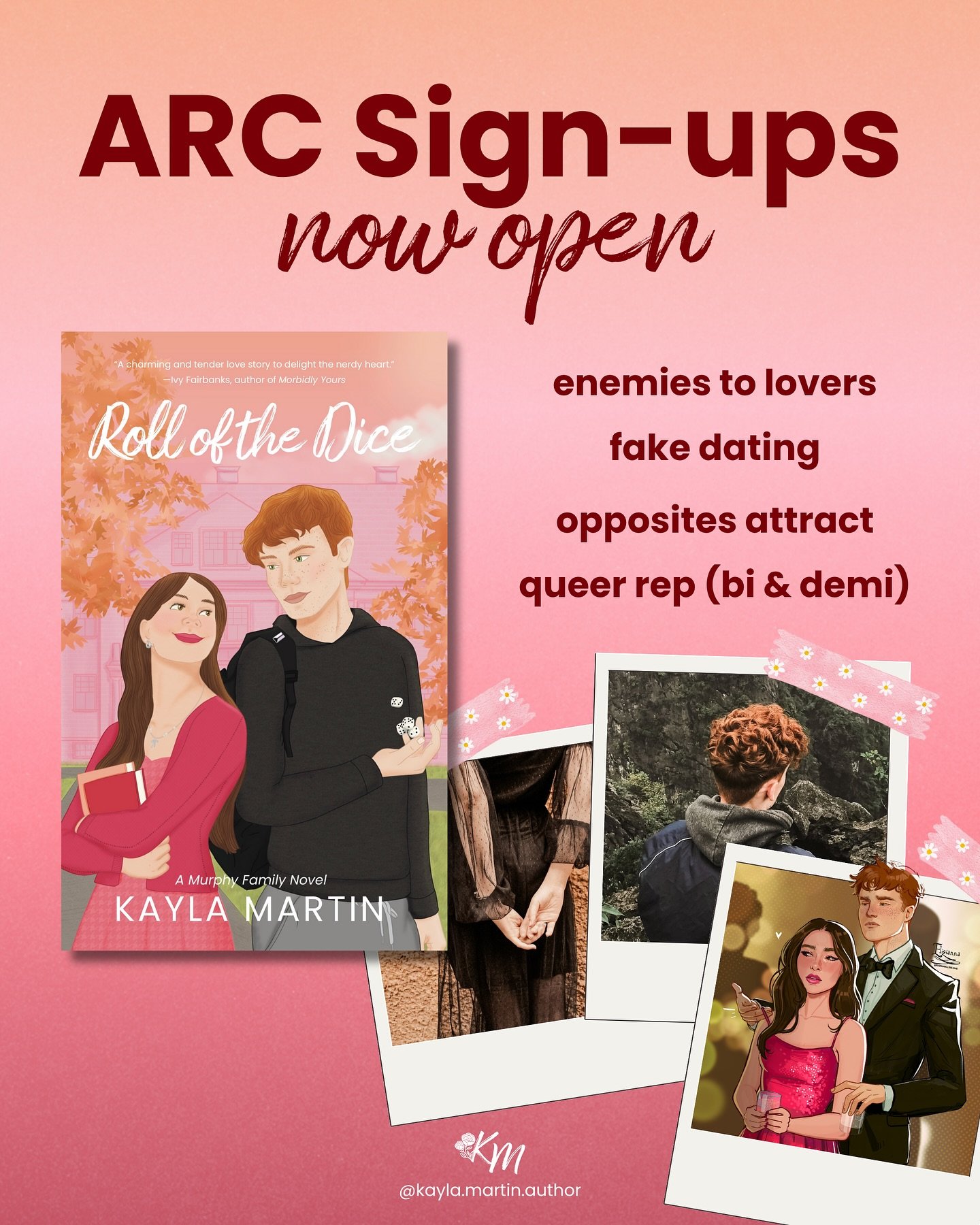 ‼️ ARC SIGN-UPS OPEN!!

This isn&rsquo;t a drill!! ARC sign-ups for Roll of the Dice are now open&mdash;be among the first to read this fake dating romance!!

Learn more about Roll of the Dice 👇🏼👇🏼👇🏼

DESCRIPTION 
The dating might be fake, but 