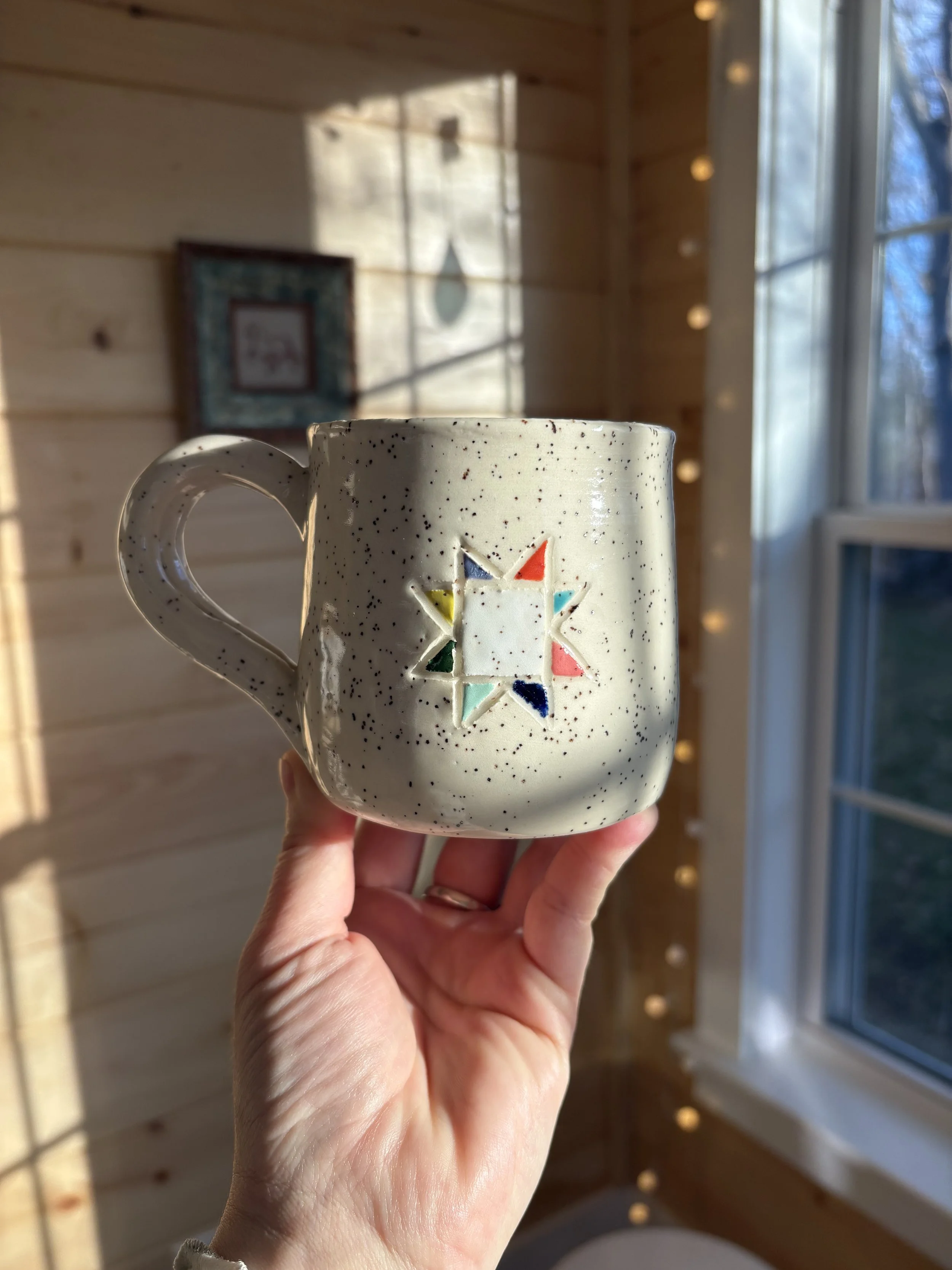 White Quilt Star Mug