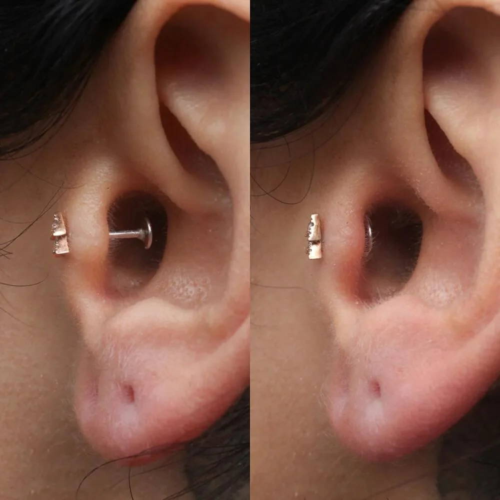 DOWNSIZE YOUR POST! We strongly recommend coming in to downsize your post for ear lobes, nostrils and helix piercings at least 6-8 weeks after your appt to protect your piercing and ensure it heals correctly.

No appointment needed just walk in durin