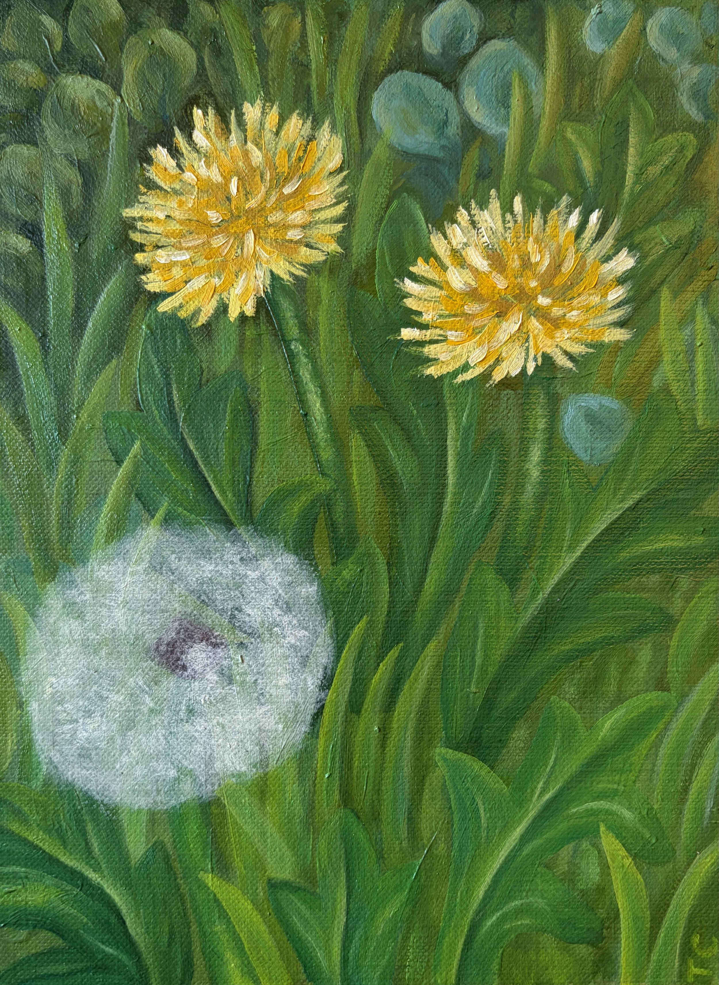 Lawn in June, 8"x6", oil on canvas paper, 2025.