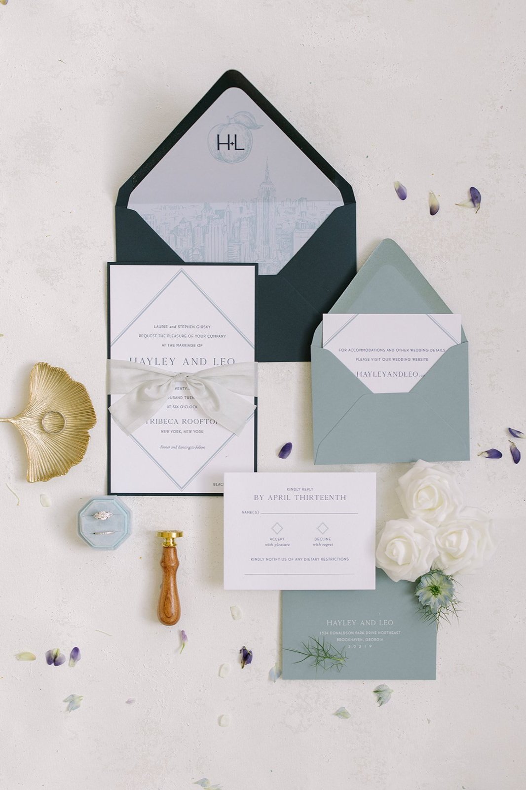 Navy and Dusty Blue Wedding Invitation Suite