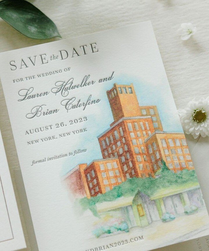 An exquisite marriage of artisanal letterpress and bespoke watercolor, this Save the Date embodies depth, detail, and creative nuance. ⁠
⁠
Photo | kimberly.hidore.photography⁠
⁠Illustration by Friend of the Bride | @afsieart