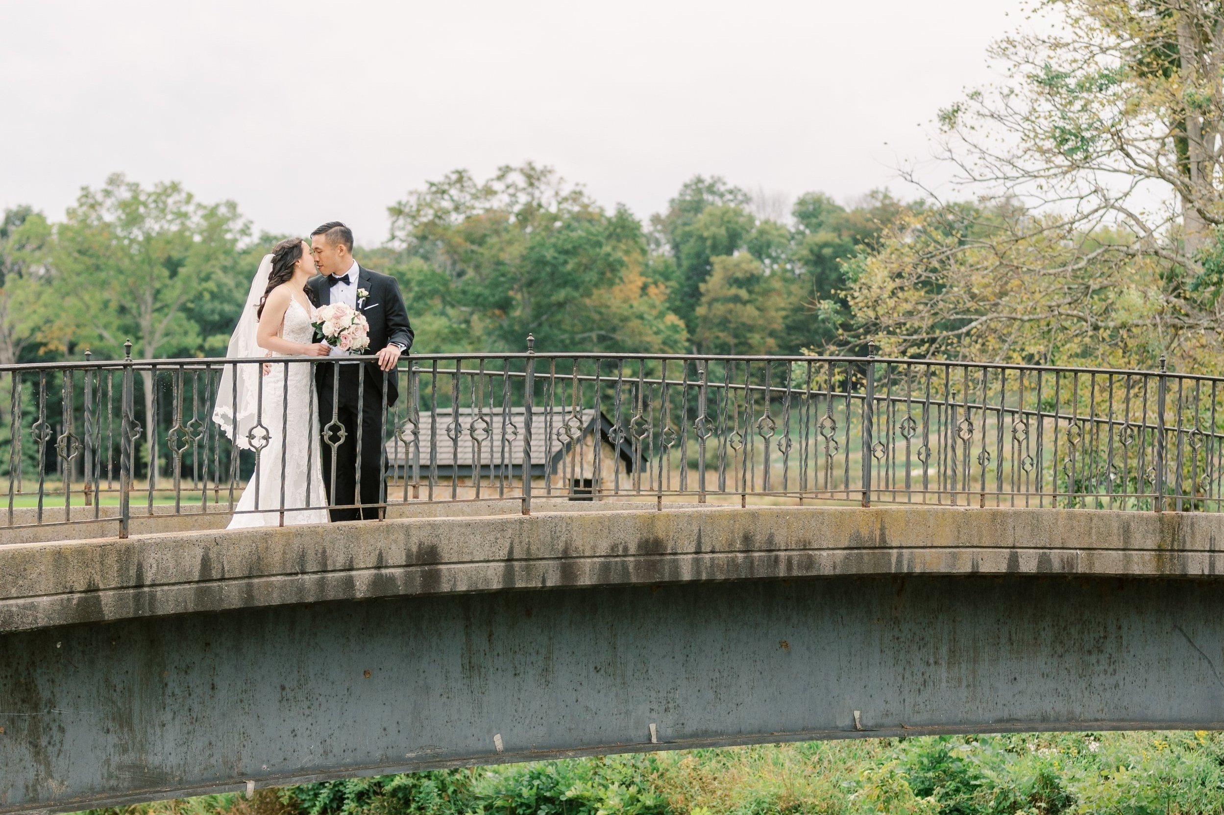 Bride and Groom on Fiddler's Elbow Bridge