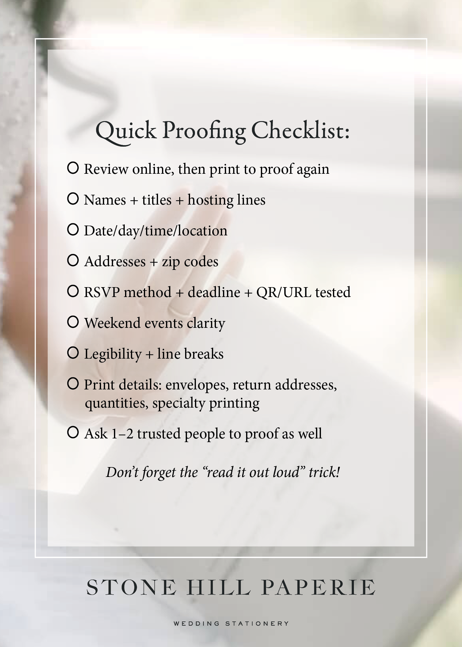 Proofing Like a Pro: A Checklist for Catching Errors on Your Wedding Stationery