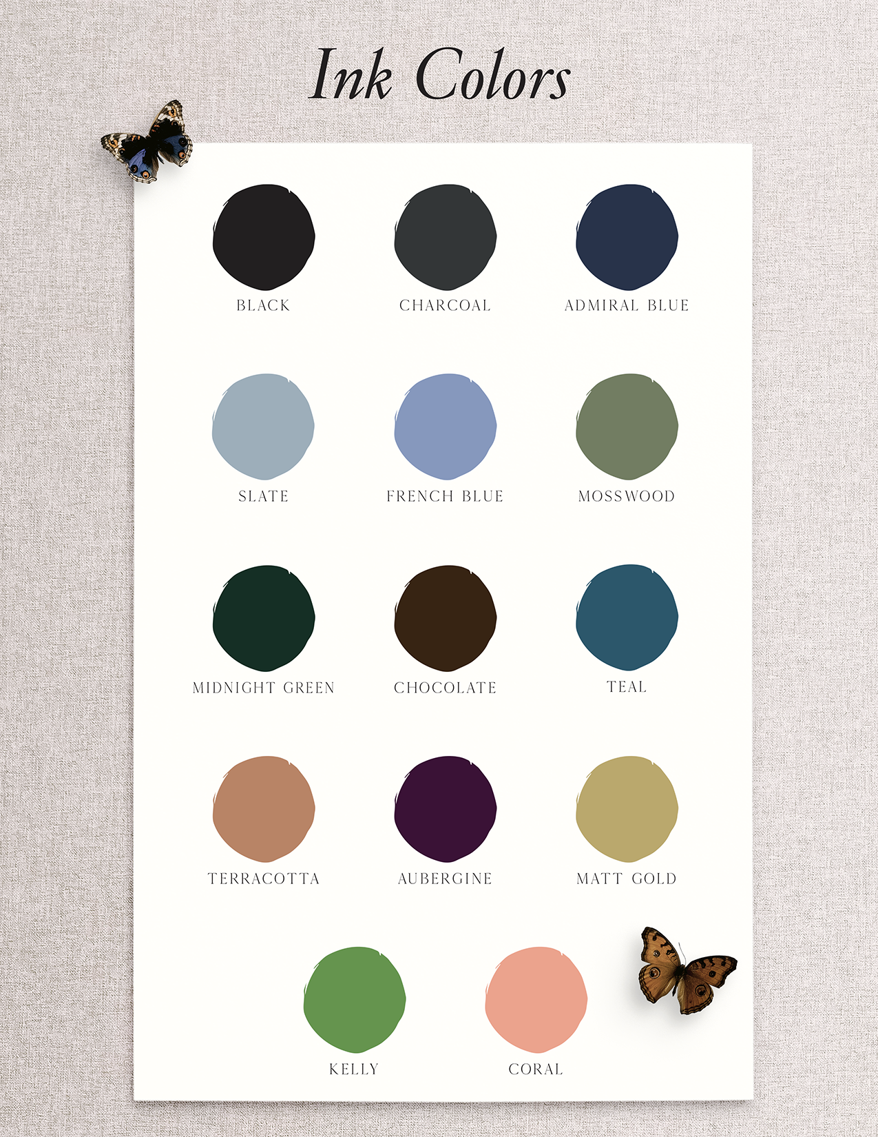 Ink color swatches shown for the Stone Hill Paperie Curated Collection