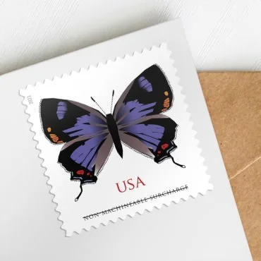 image of a non-machineable stamp on a wedding invitation envelope