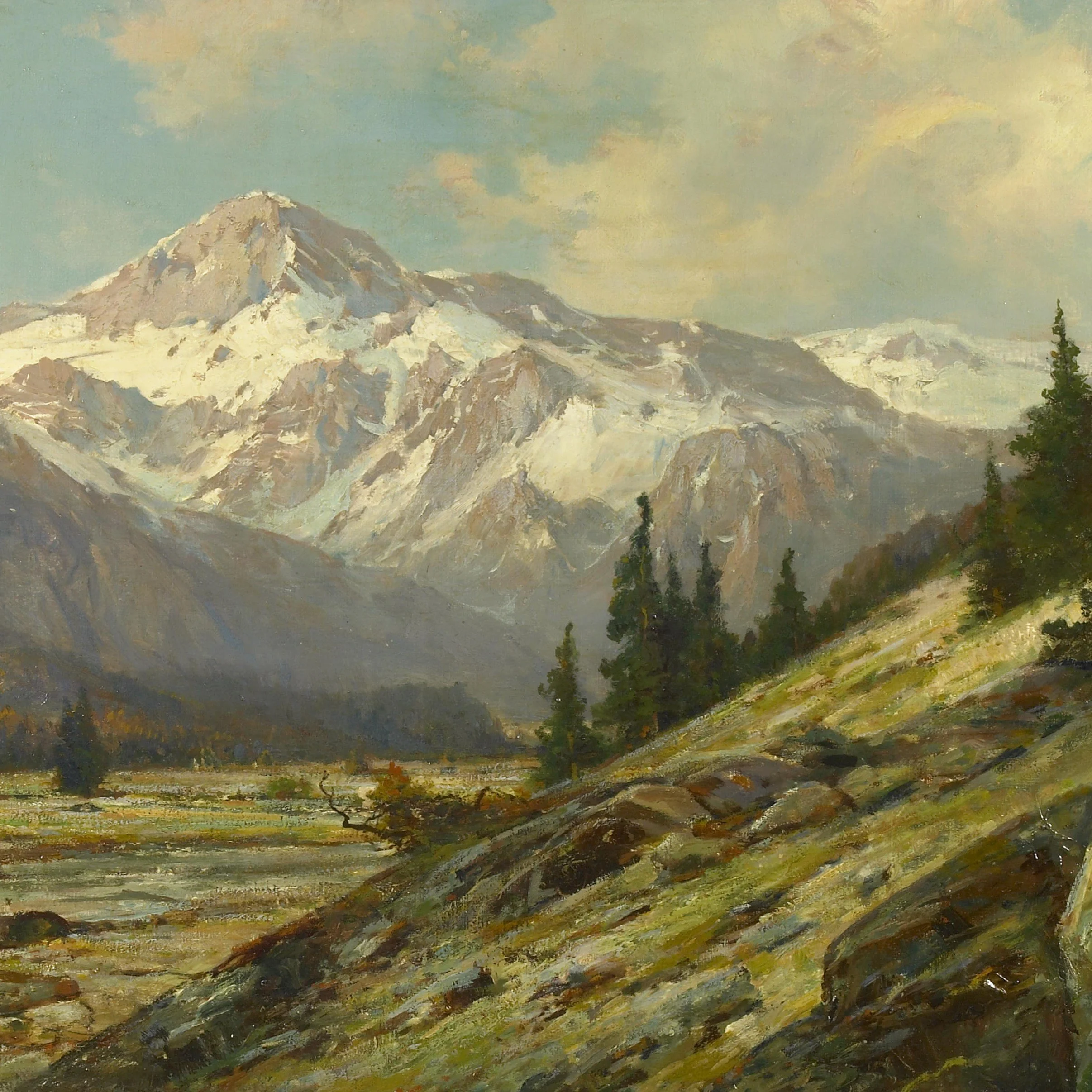 Public Domain image of  a Max Cornelius Painting of the Rocky Mountains. Seen here to be used as an envlope liner.