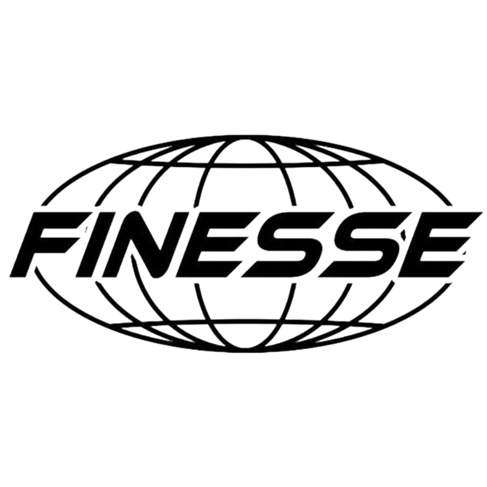 Black and white logo with a globe and the word 'FINESSE' in bold, stylized font