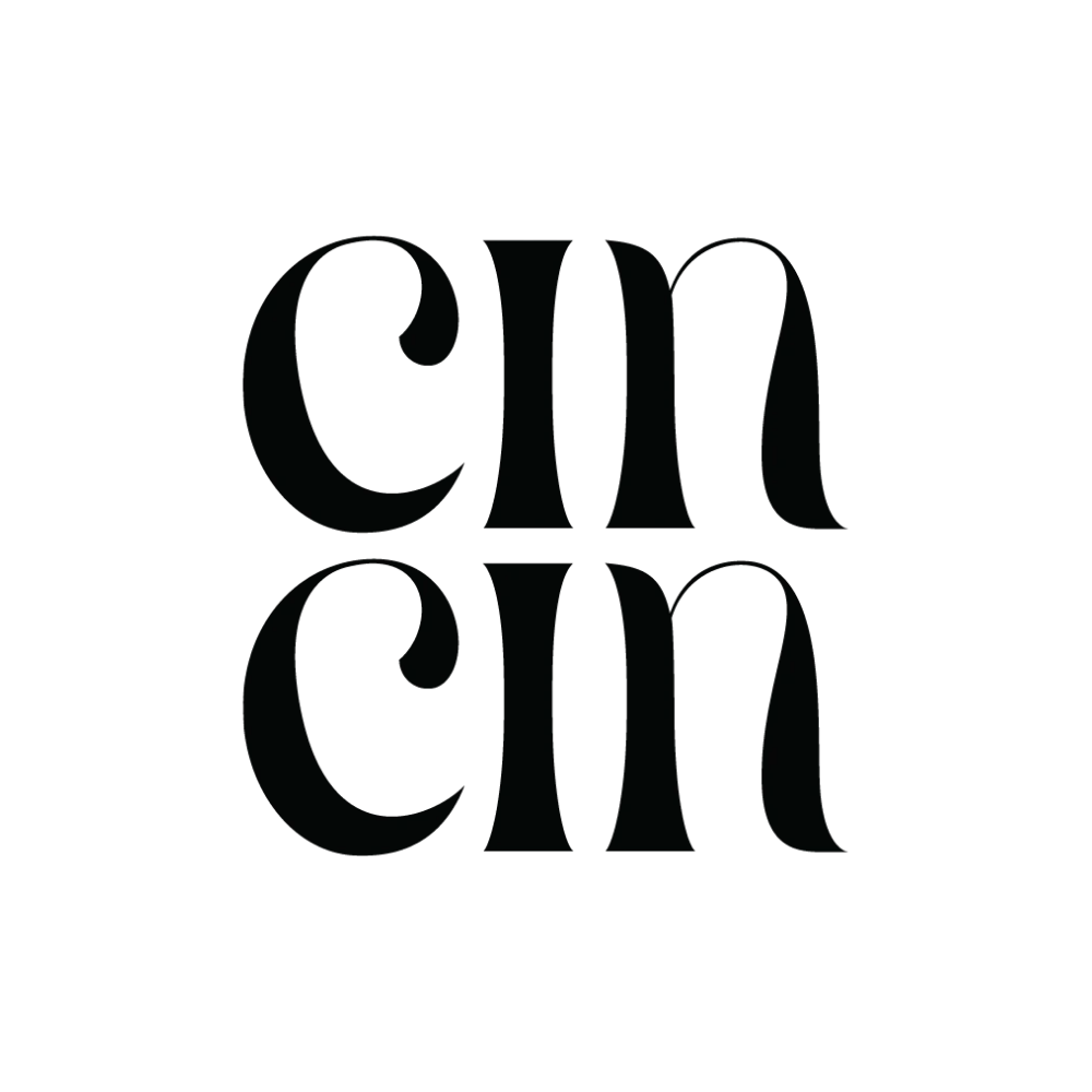 Black text saying "gin gin" on a black background.