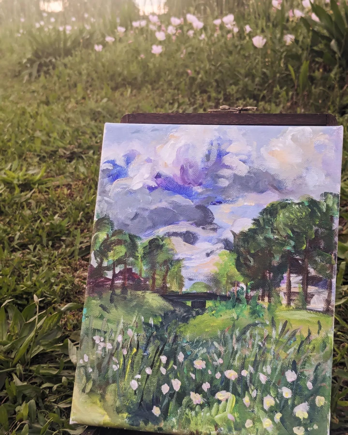 #pleinairpril take 4! It was WIMDY outside yesterday afternoon so capturing the rapidly-moving clouds was a fun challenge. How'd I do? 

#houstonartist #houstonart #texasart #texasparksandwildlife #abstractlandscape